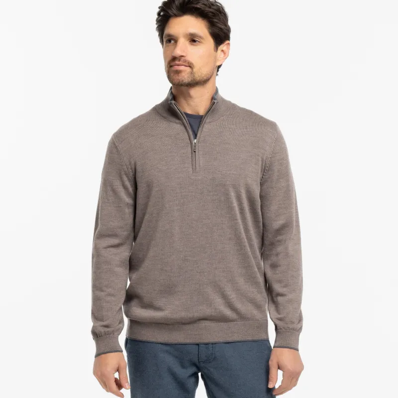 Taupe Merino Quarter-Zip Sweater sold by Ash & Erie