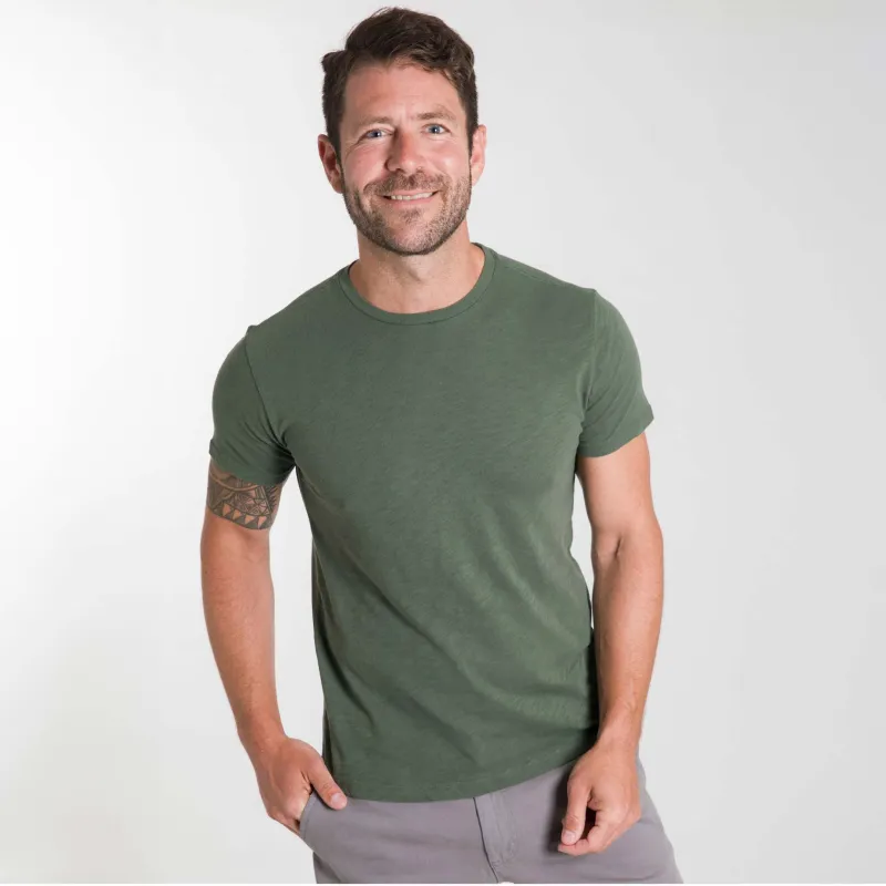 Dark Green Textured Crew Neck Tee sold by Ash & Erie