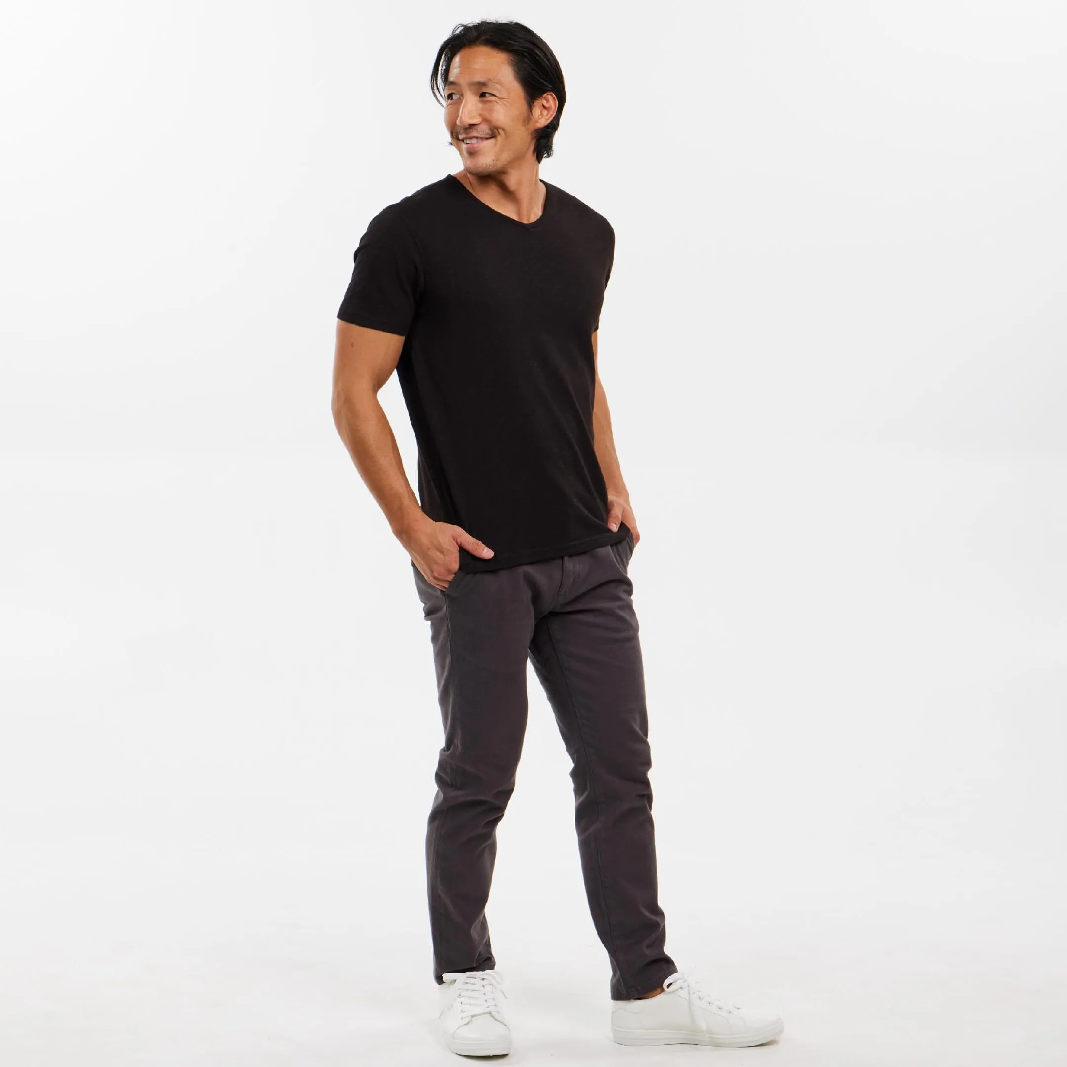 Black Textured V Neck Tee sold by Ash & Erie product image thumbnail 2