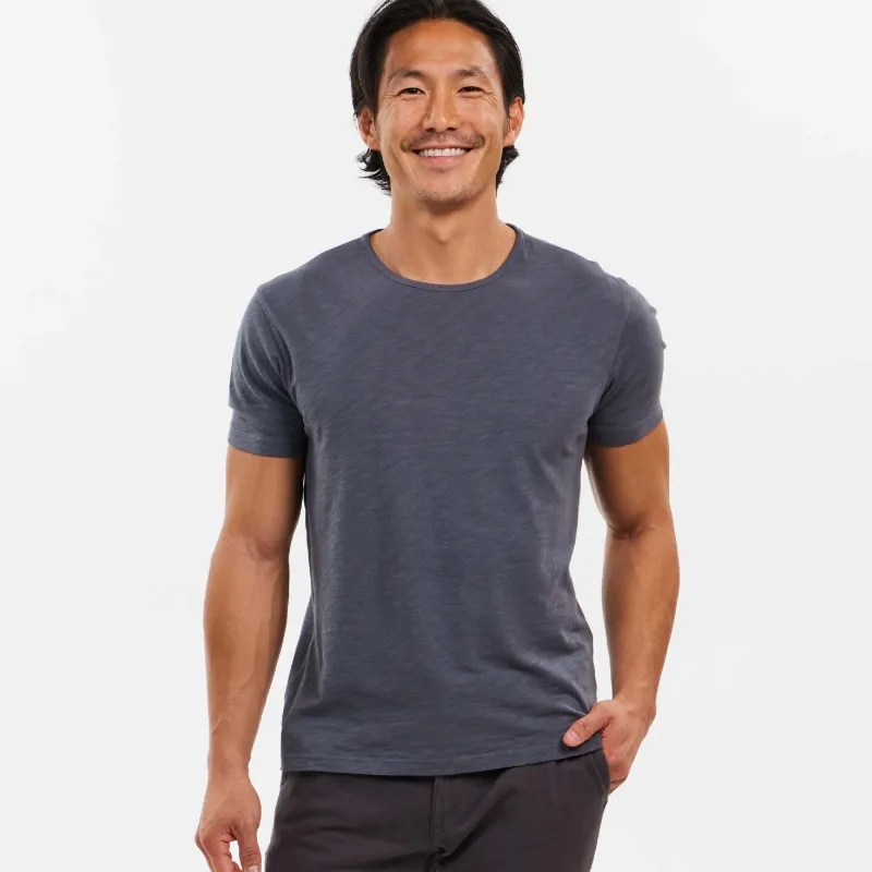 Dark Grey Textured Crew Neck Tee sold by Ash & Erie