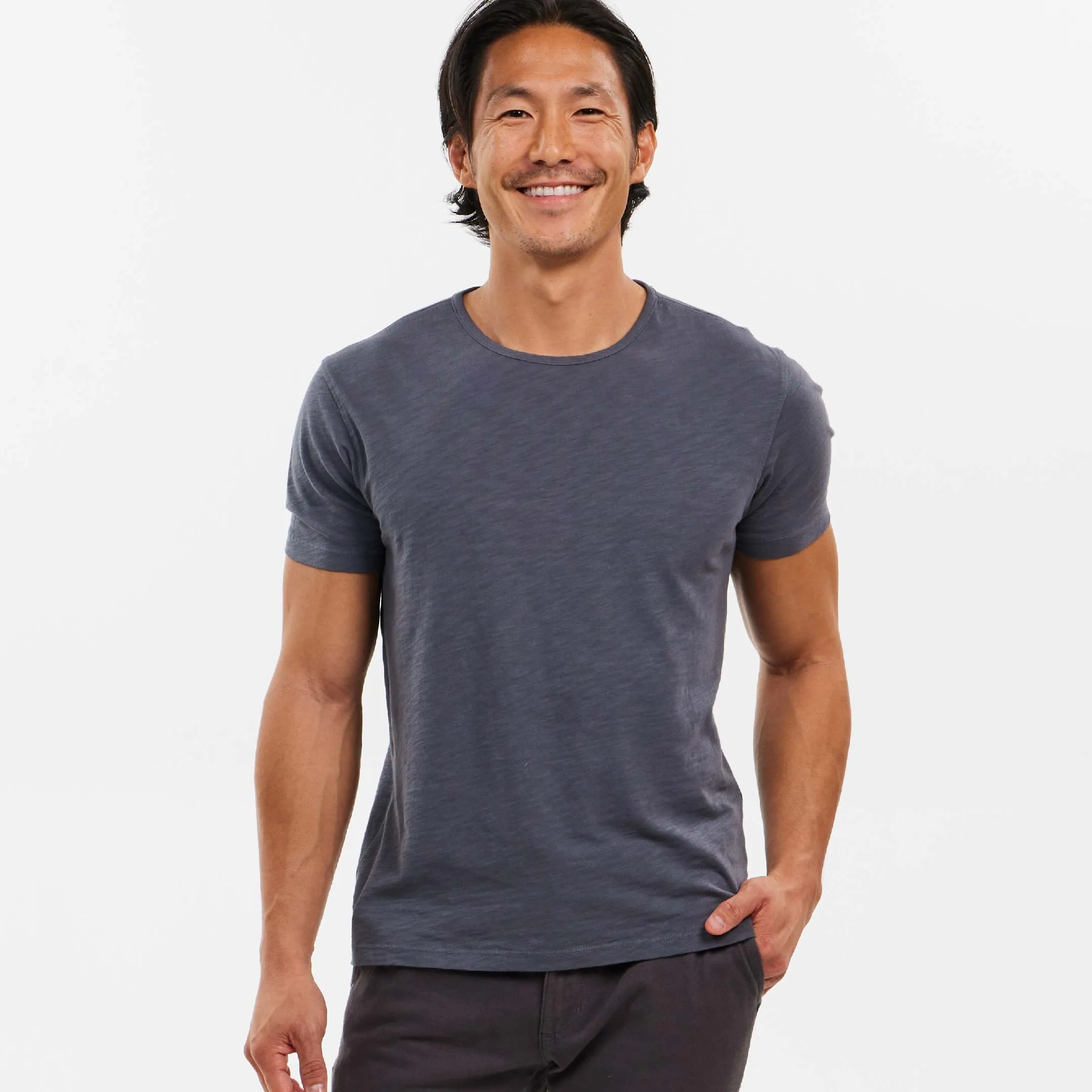 Dark Grey Textured Crew Neck Tee sold by Ash & Erie