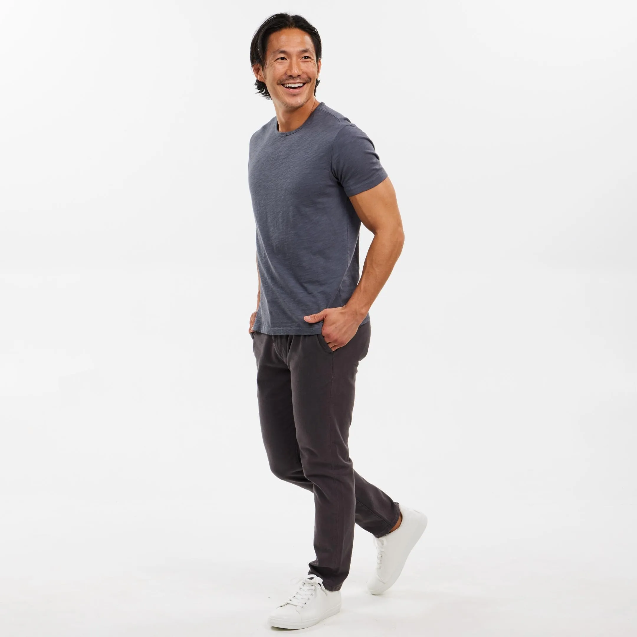 Dark Grey Textured Crew Neck Tee sold by Ash & Erie product image thumbnail 2