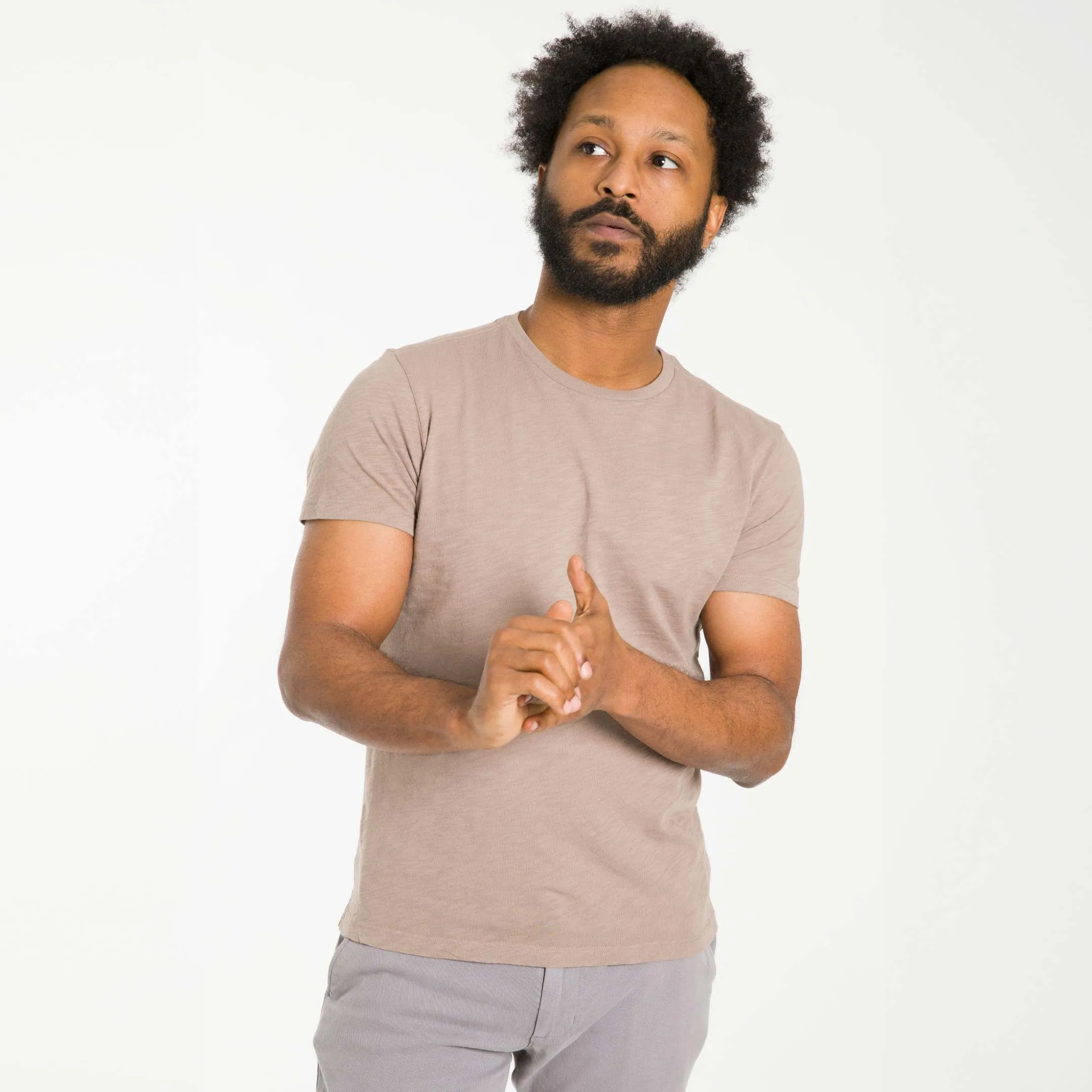 Walnut Textured Crew Neck Tee sold by Ash & Erie product image thumbnail 5