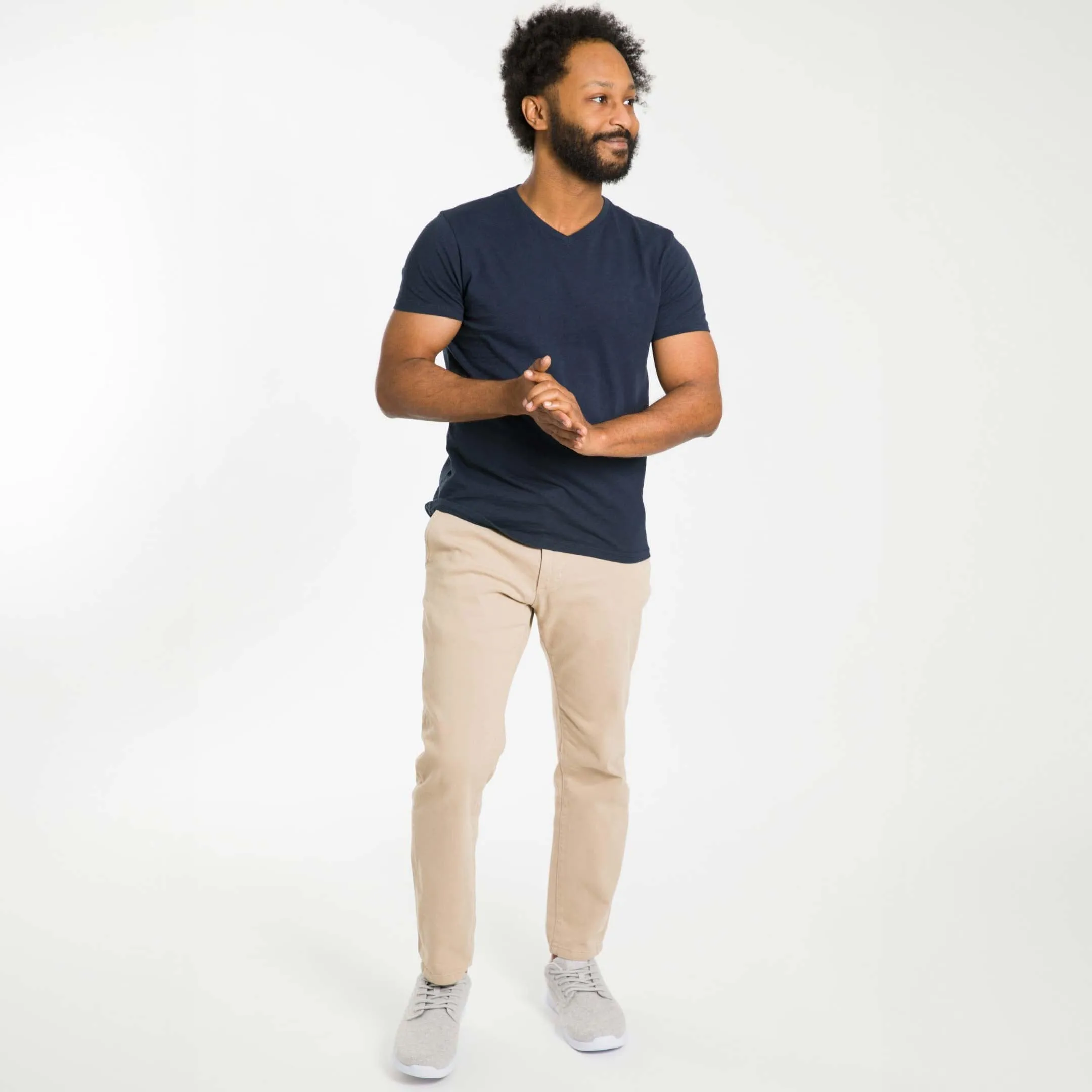 Navy Textured V Neck Tee sold by Ash & Erie product image thumbnail 2