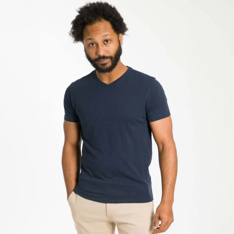 Navy Textured V Neck Tee sold by Ash & Erie