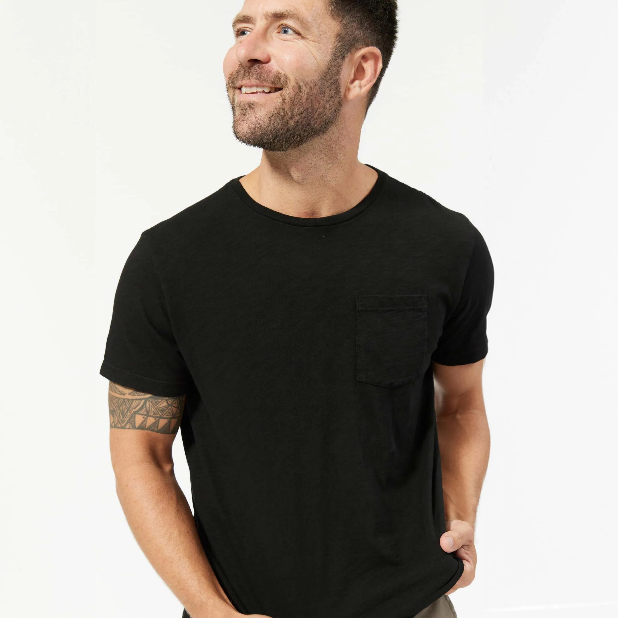 Black Textured Crew Neck Tee sold by Ash & Erie product image thumbnail 4