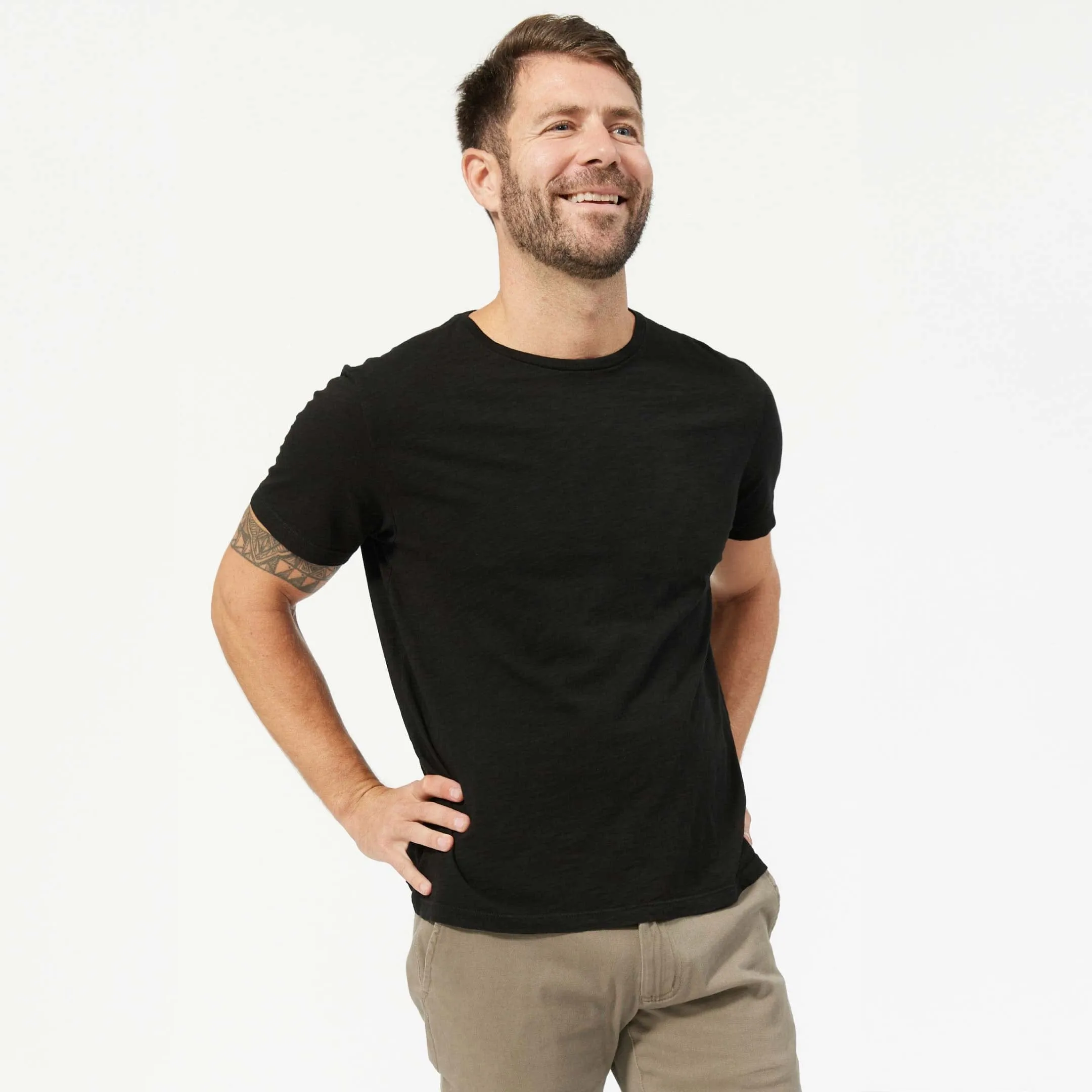 Black Textured Crew Neck Tee sold by Ash & Erie
