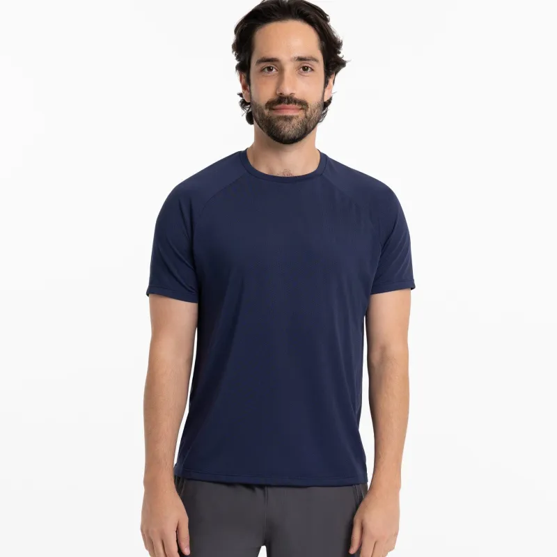 Navy Hybrid Ultralight Tee sold by Ash & Erie