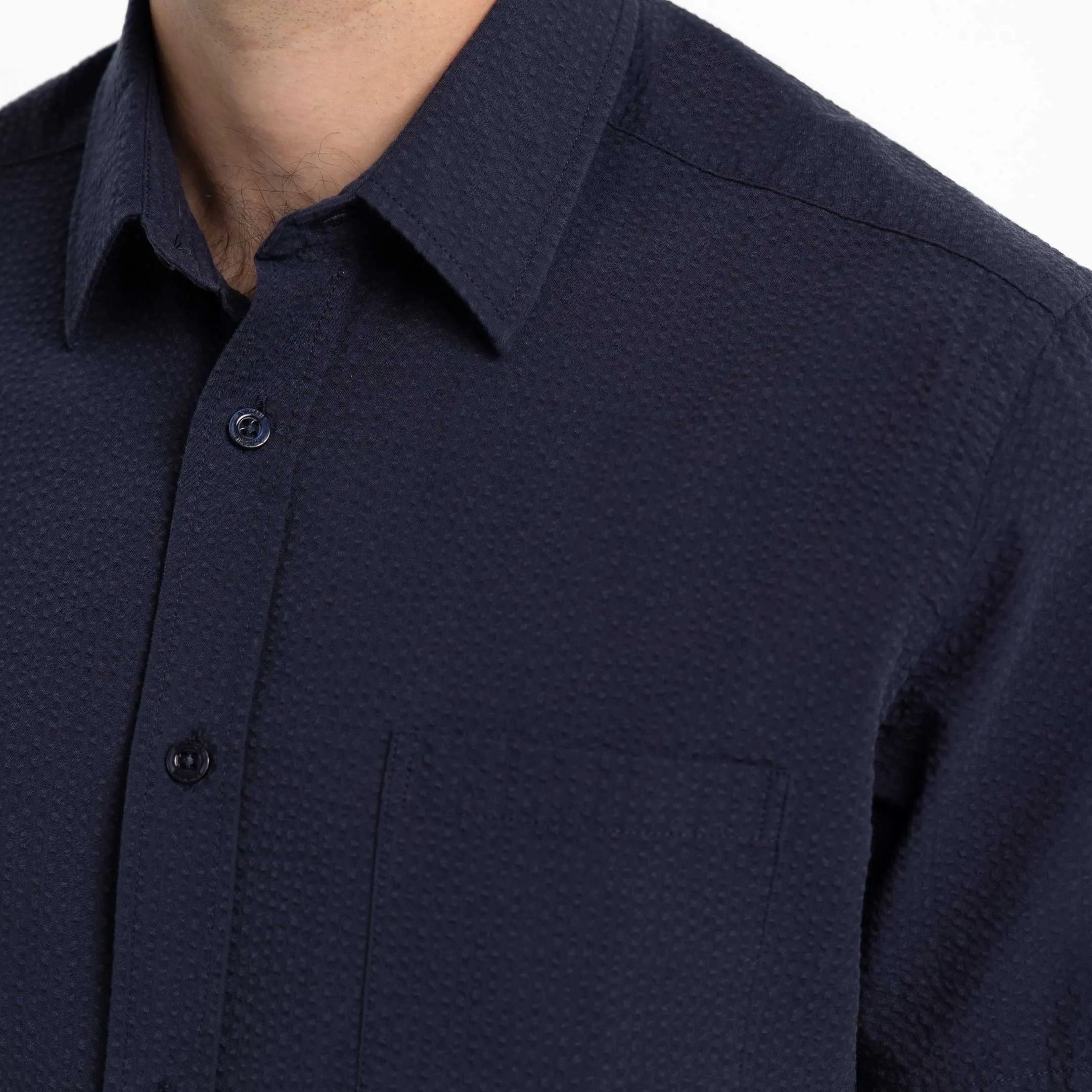 Navy Seersucker Short Sleeve Shirt sold by Ash & Erie product image thumbnail 4