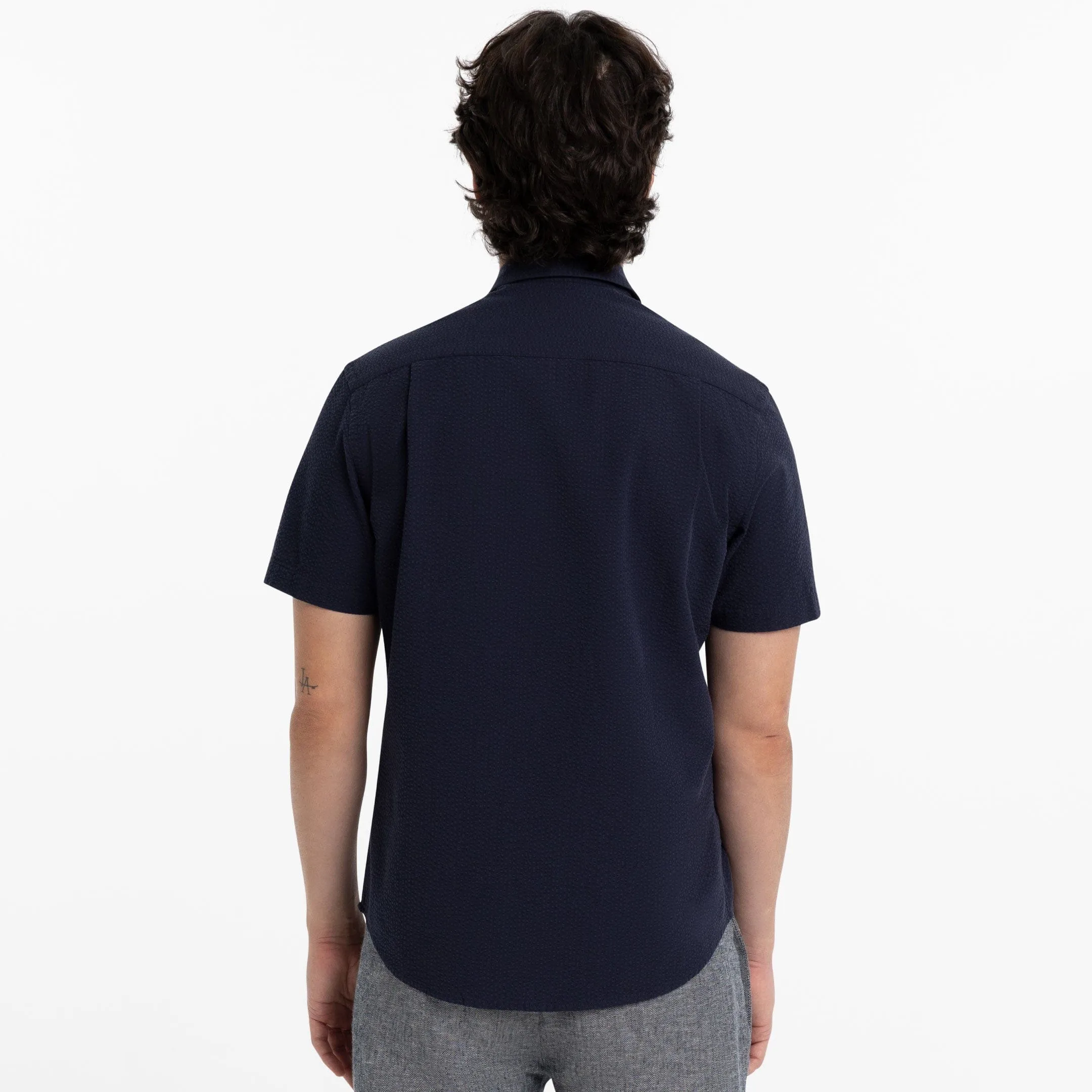 Navy Seersucker Short Sleeve Shirt sold by Ash & Erie product image thumbnail 3