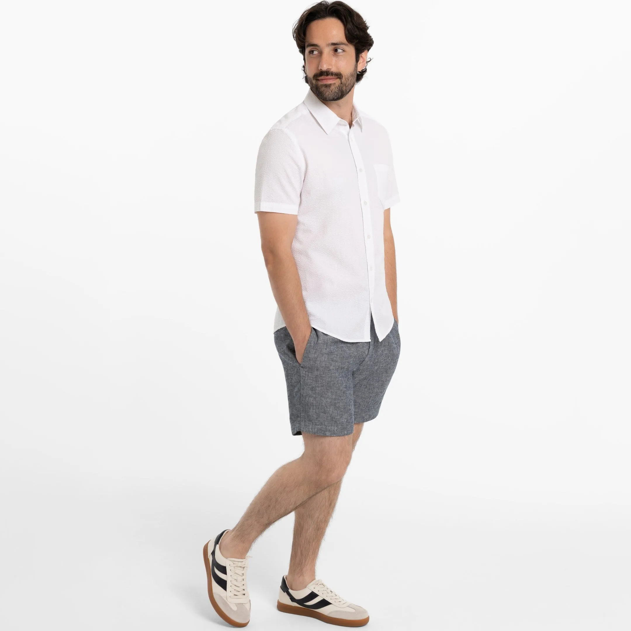 White Seersucker Short Sleeve Shirt sold by Ash & Erie product image thumbnail 2