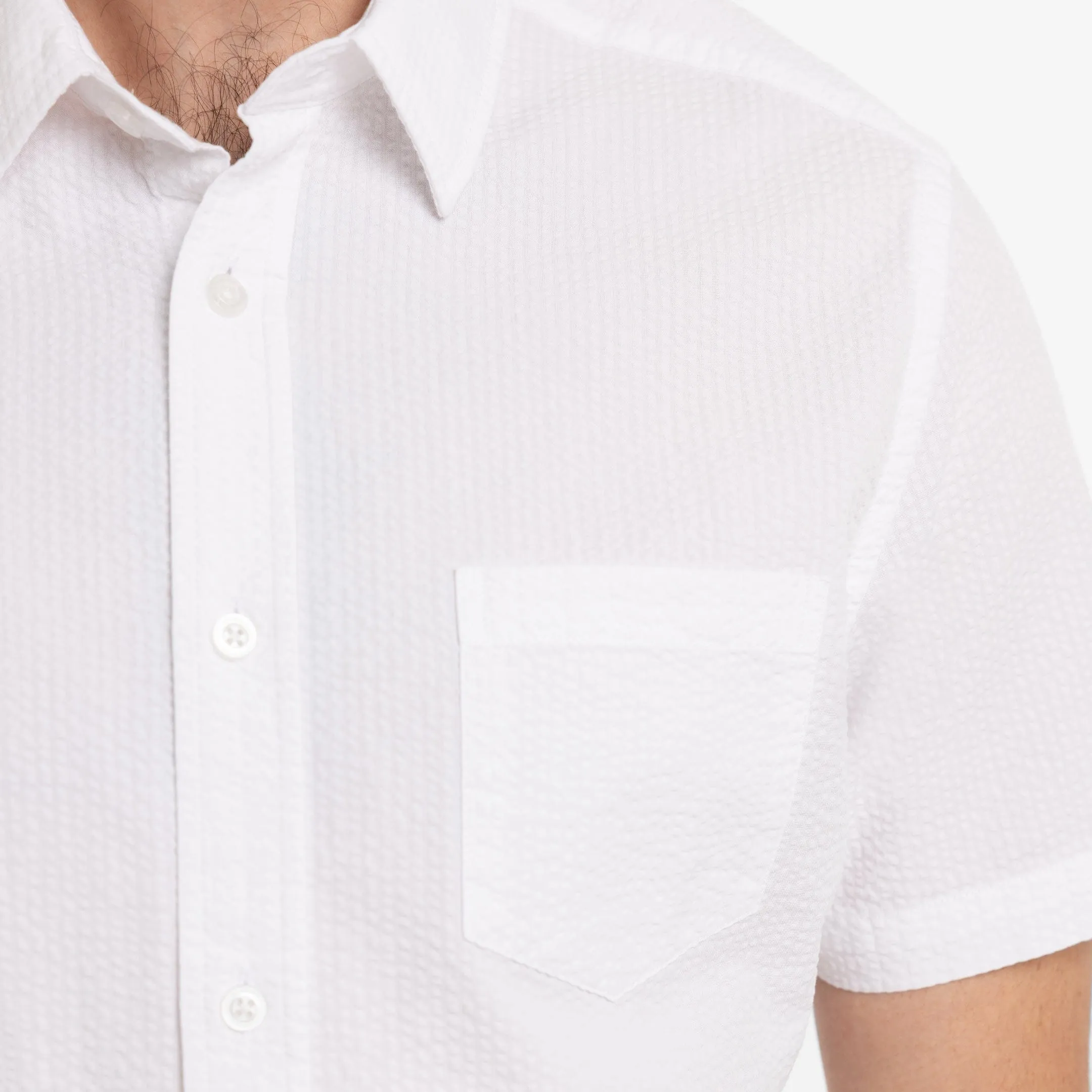 White Seersucker Short Sleeve Shirt sold by Ash & Erie product image thumbnail 4