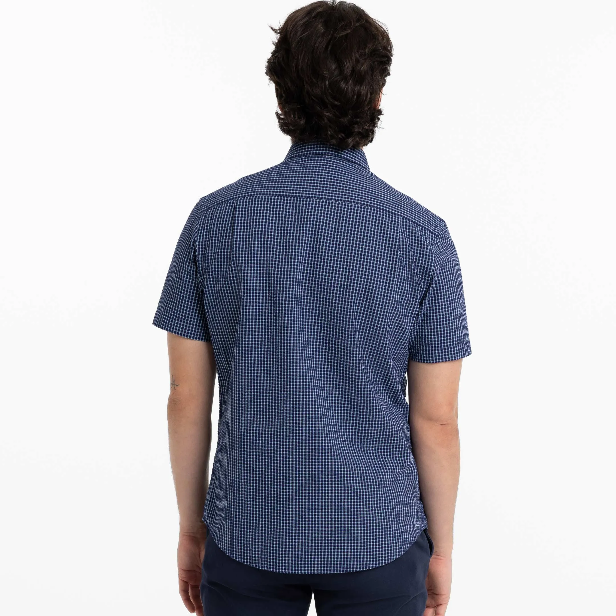 Cape Plaid Seersucker Short Sleeve Shirt sold by Ash & Erie product image thumbnail 3