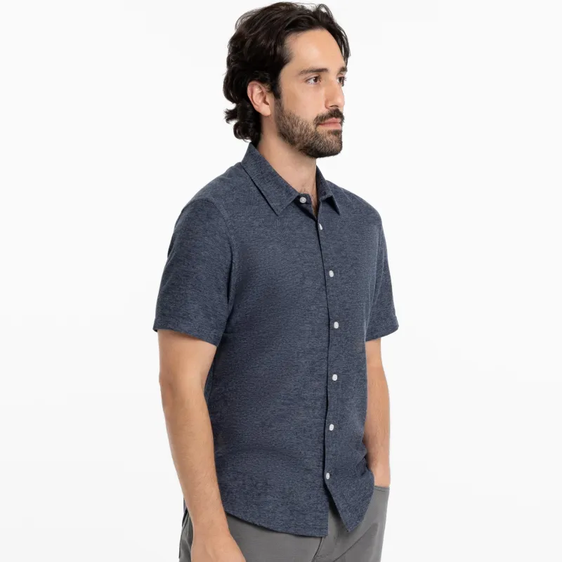 Heather Indigo Brushed Short Sleeve Shirt sold by Ash & Erie