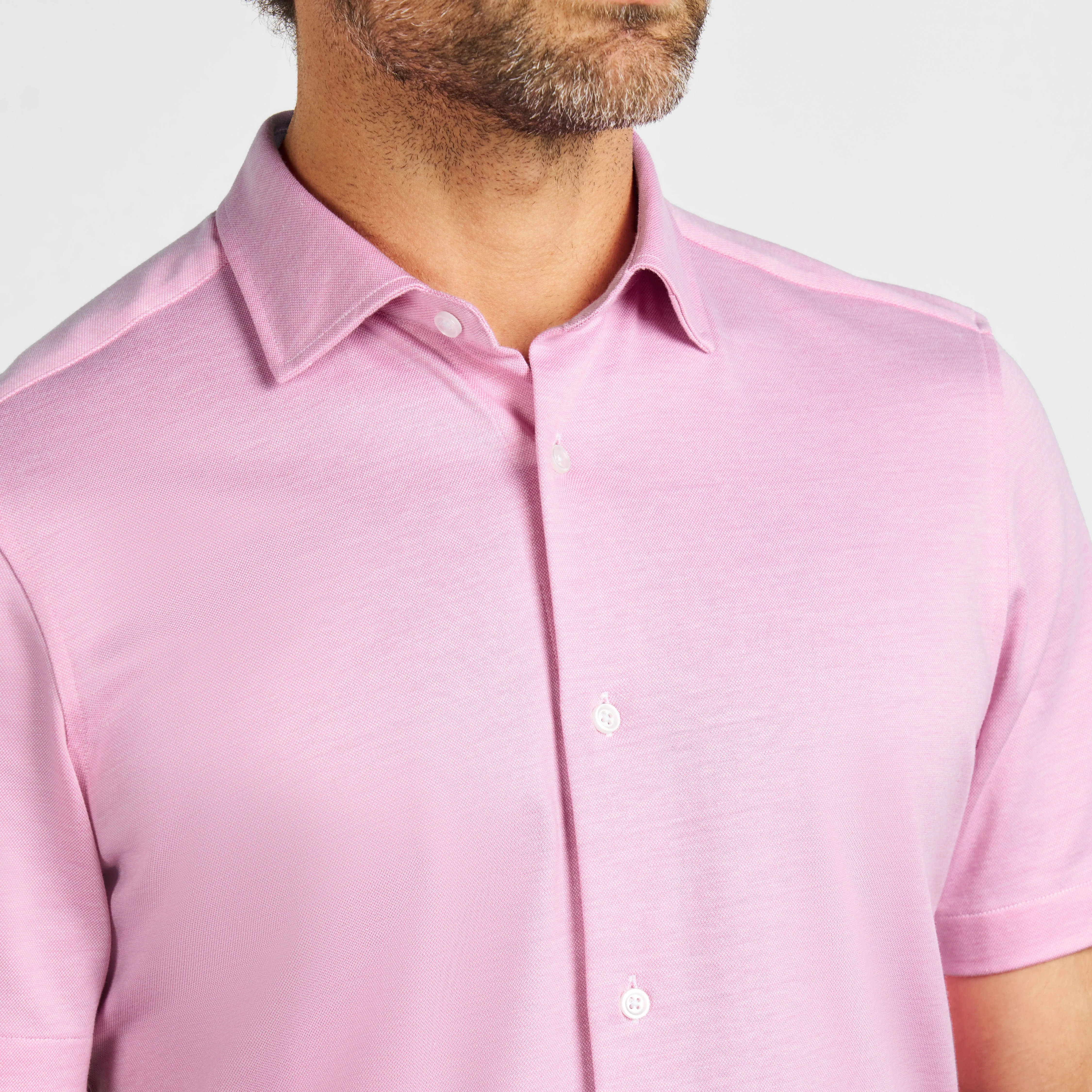 Pink Melange Short Sleeve Natural Performance Stretch Shirt sold by Ash & Erie product image thumbnail 4
