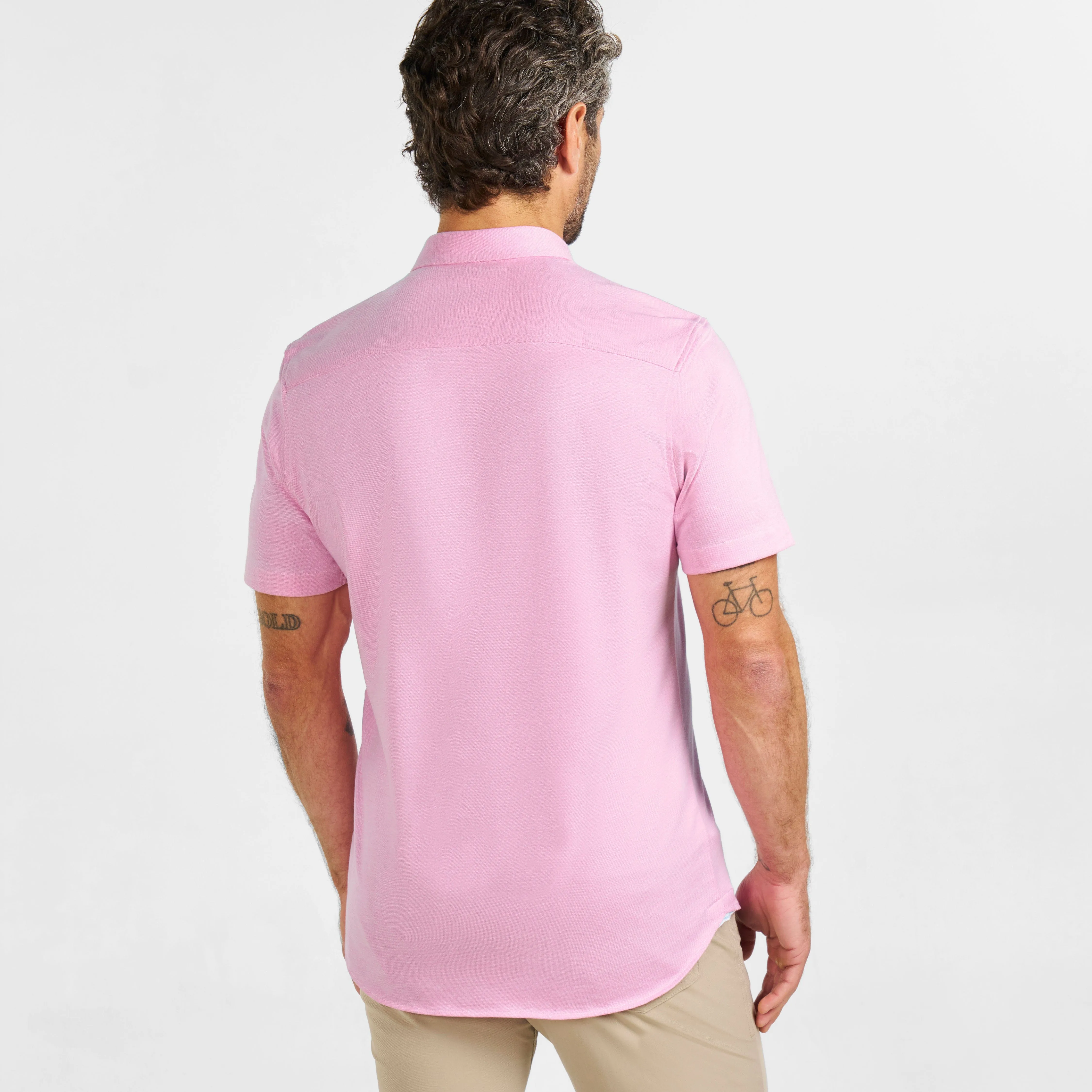 Pink Melange Short Sleeve Natural Performance Stretch Shirt sold by Ash & Erie product image thumbnail 3