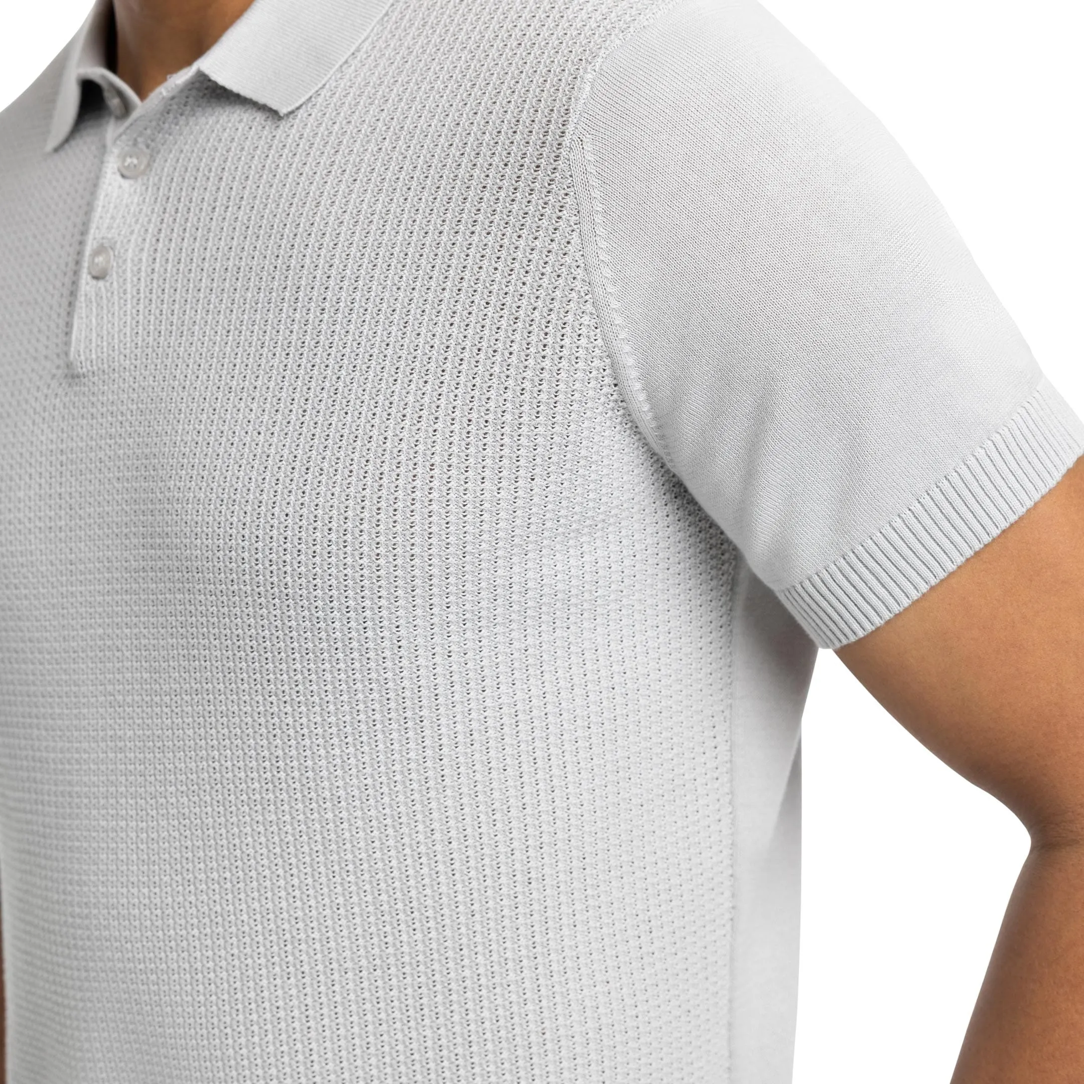Grey Button Knit Polo sold by Ash & Erie product image thumbnail 4