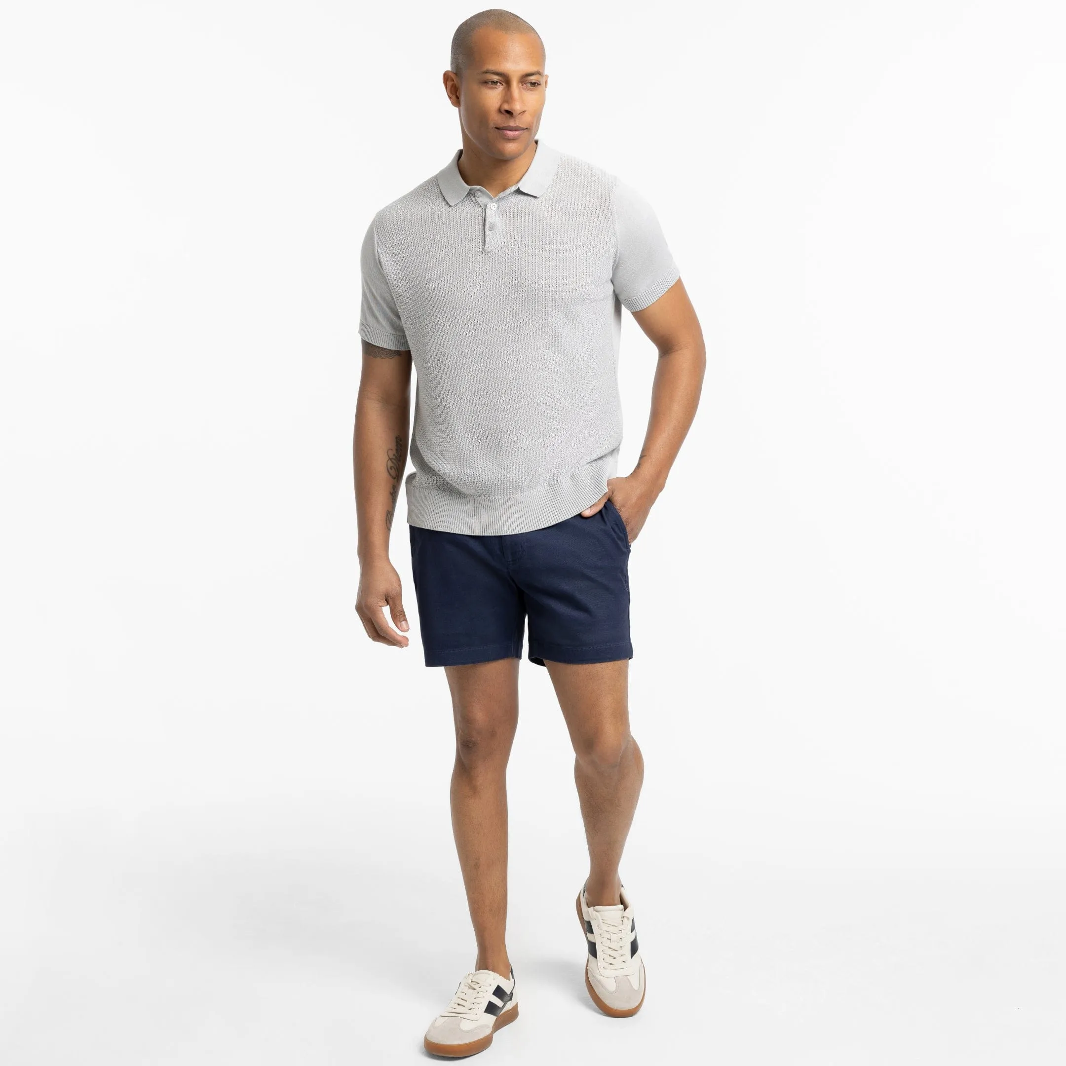 Grey Button Knit Polo sold by Ash & Erie product image thumbnail 2