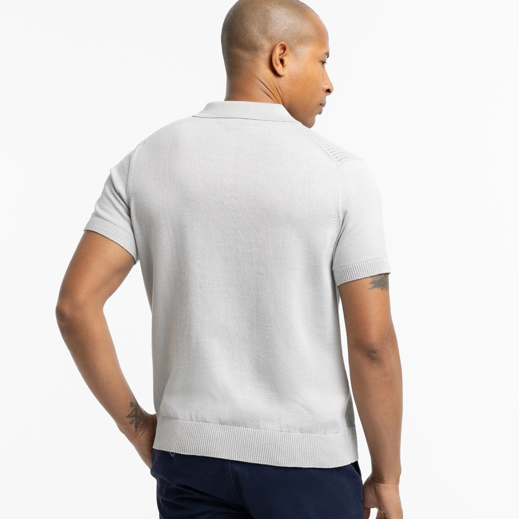 Grey Button Knit Polo sold by Ash & Erie product image thumbnail 3
