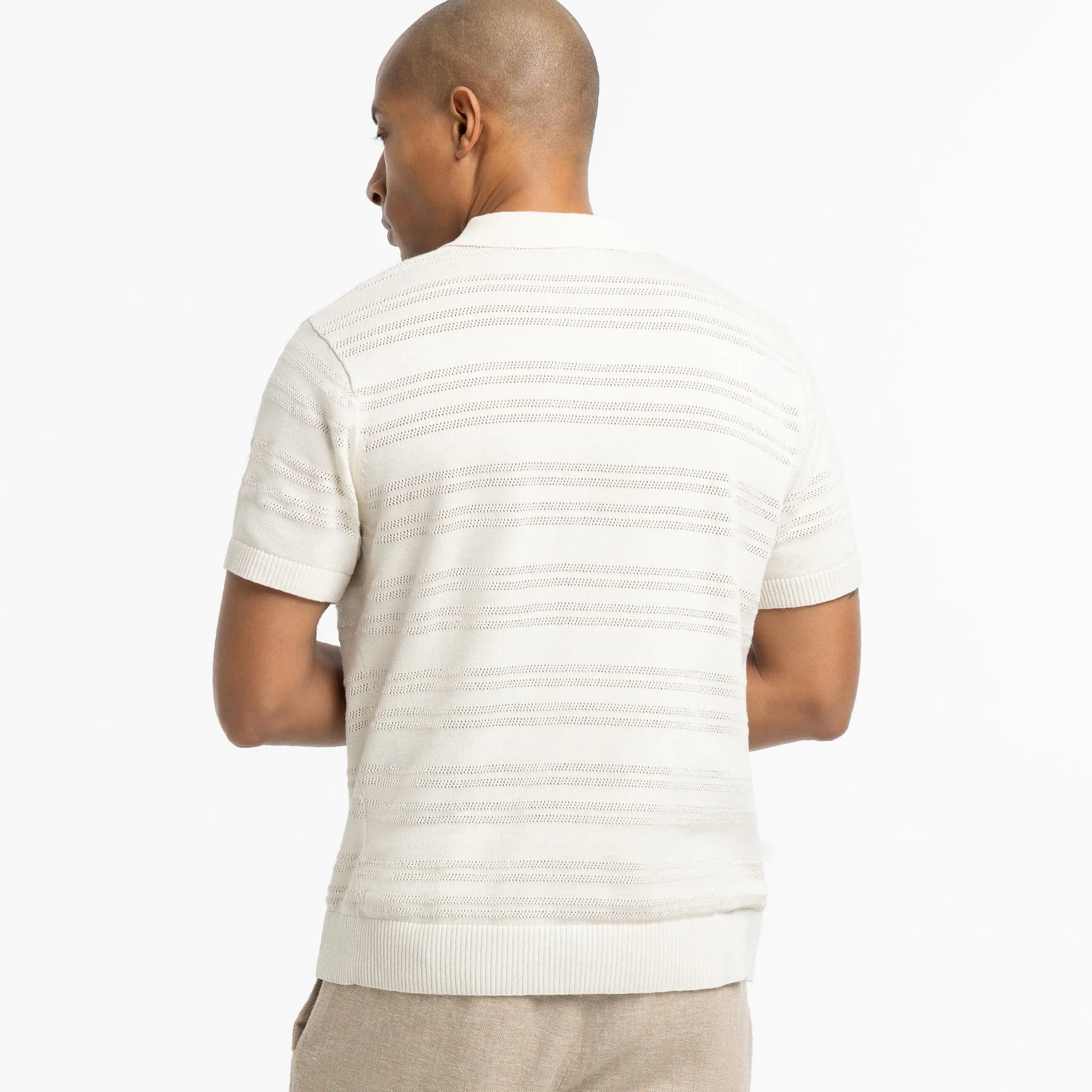 Alabaster Stripes Knit Polo sold by Ash & Erie product image thumbnail 3