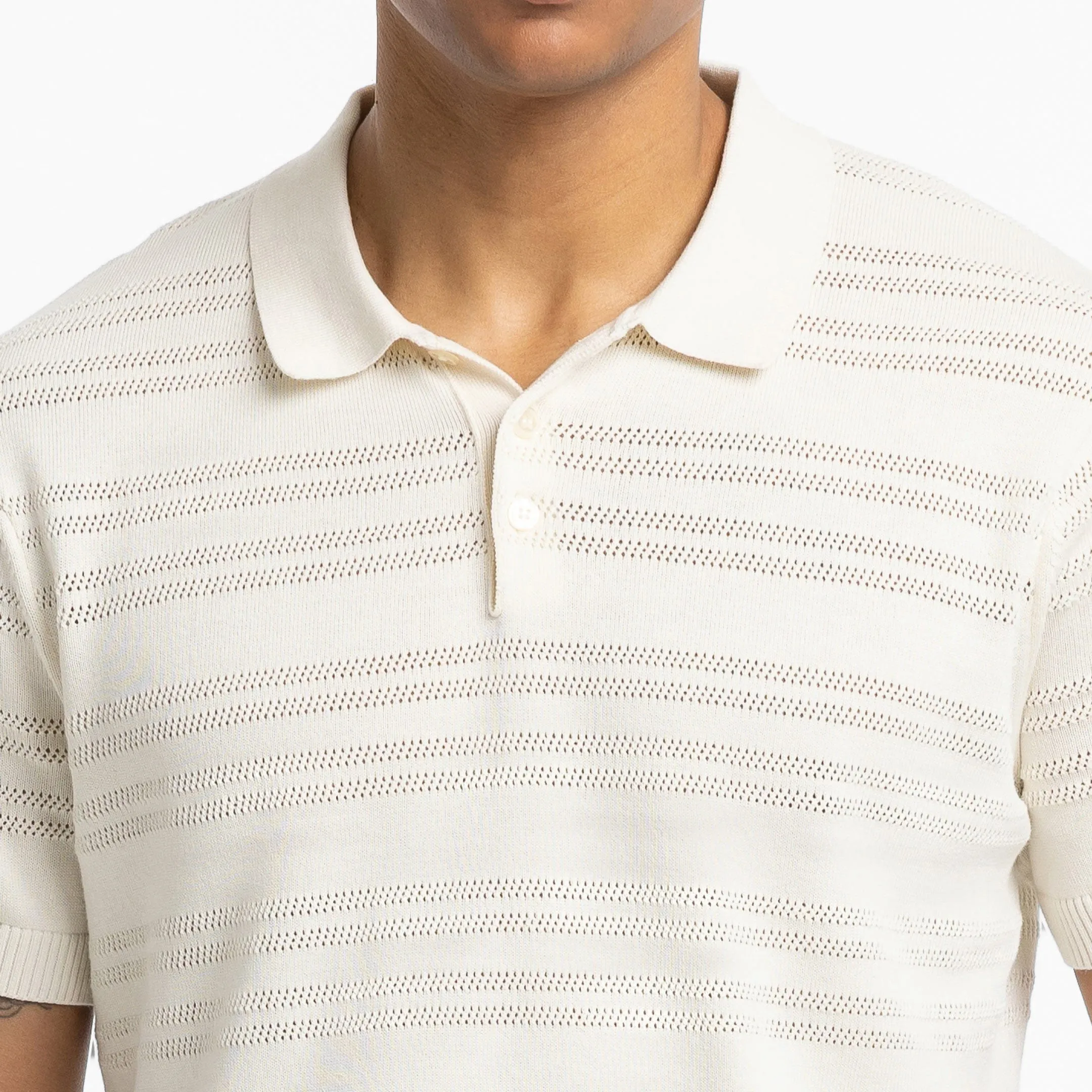 Alabaster Stripes Knit Polo sold by Ash & Erie product image thumbnail 4