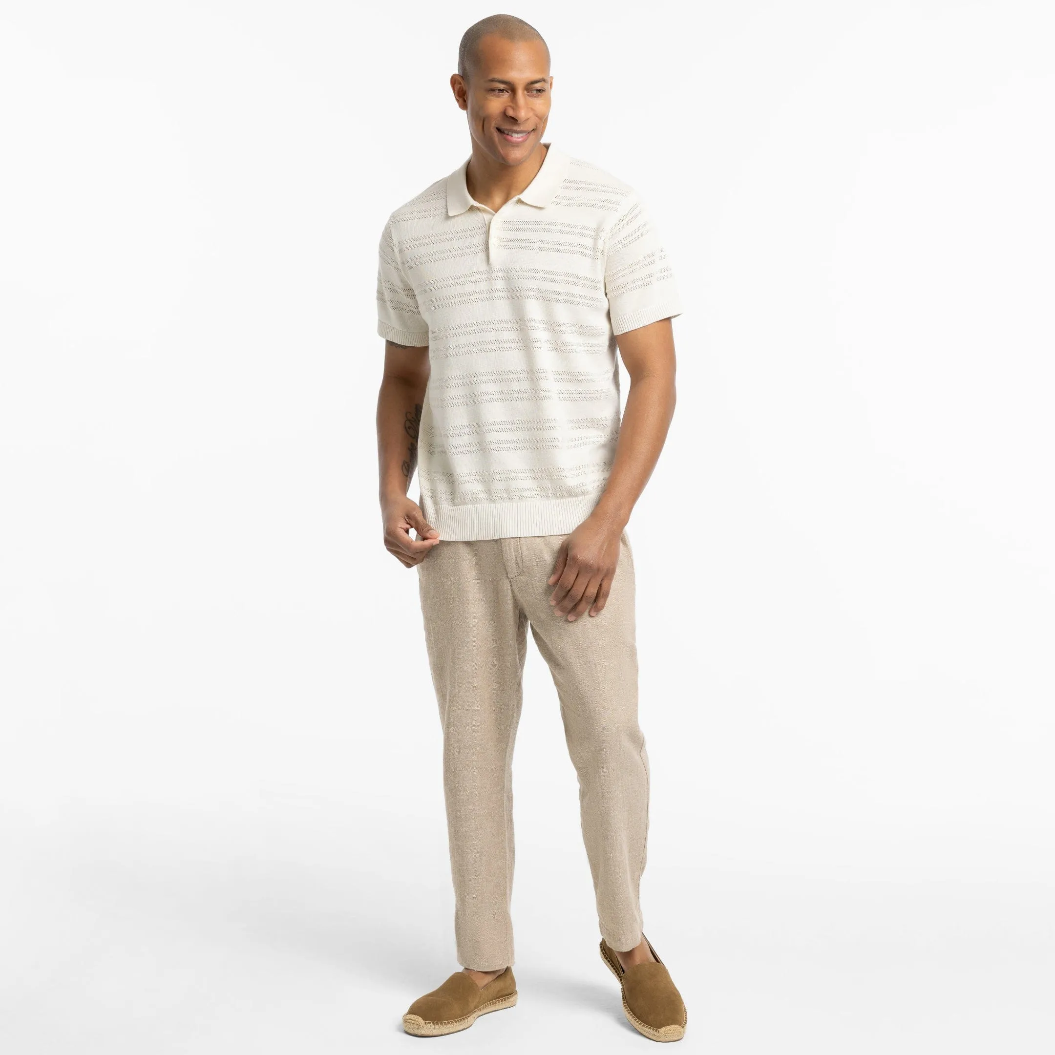 Alabaster Stripes Knit Polo sold by Ash & Erie product image thumbnail 2