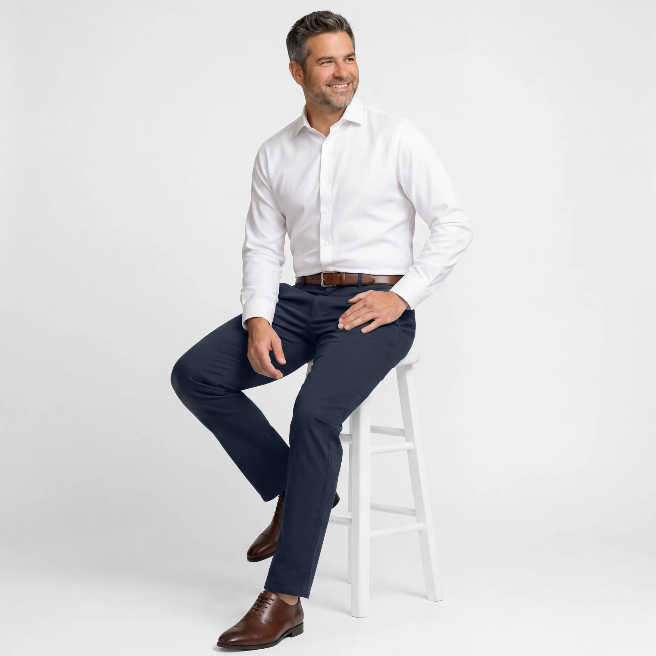 Straight Fit Navy Signature Chino sold by Ash & Erie product image thumbnail 2