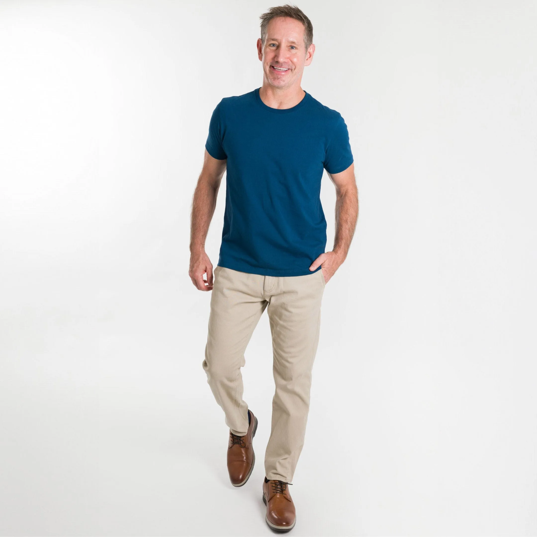 Blue Pima Cotton Crew Neck Tee sold by Ash & Erie product image thumbnail 2