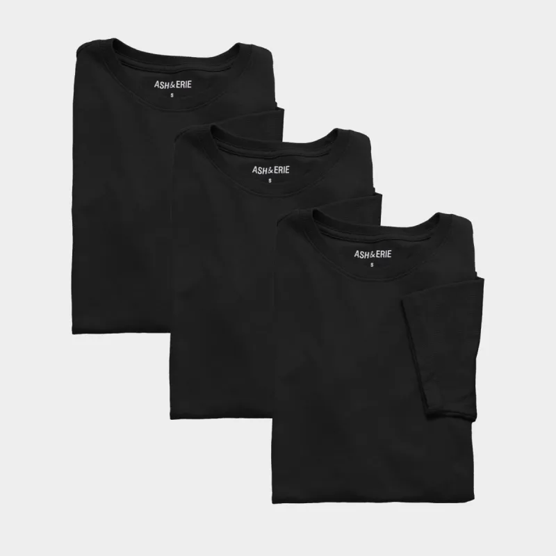 3-Pack Black Staple Crew Neck Tees sold by Ash & Erie