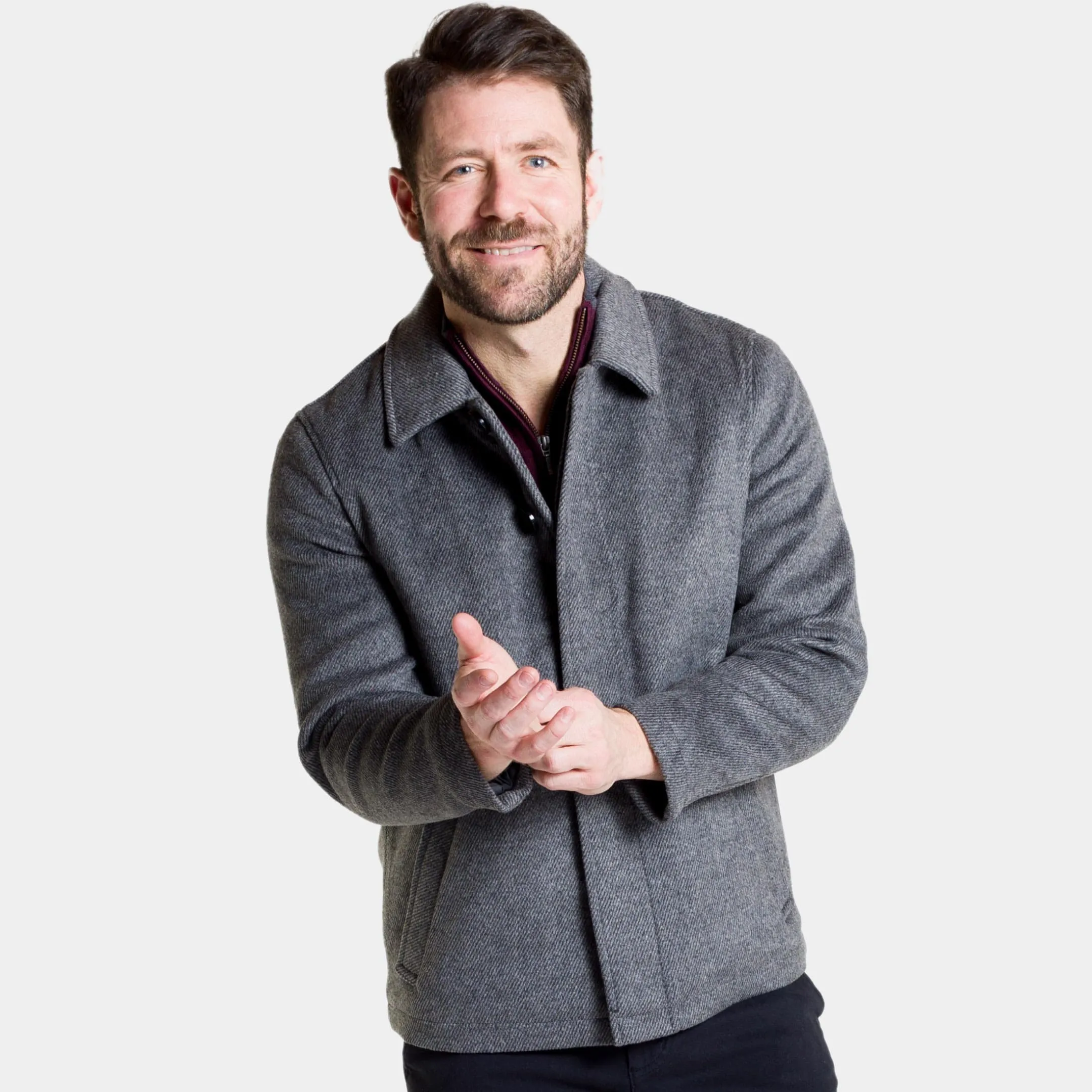 Grey Herringbone Peacoat sold by Ash & Erie