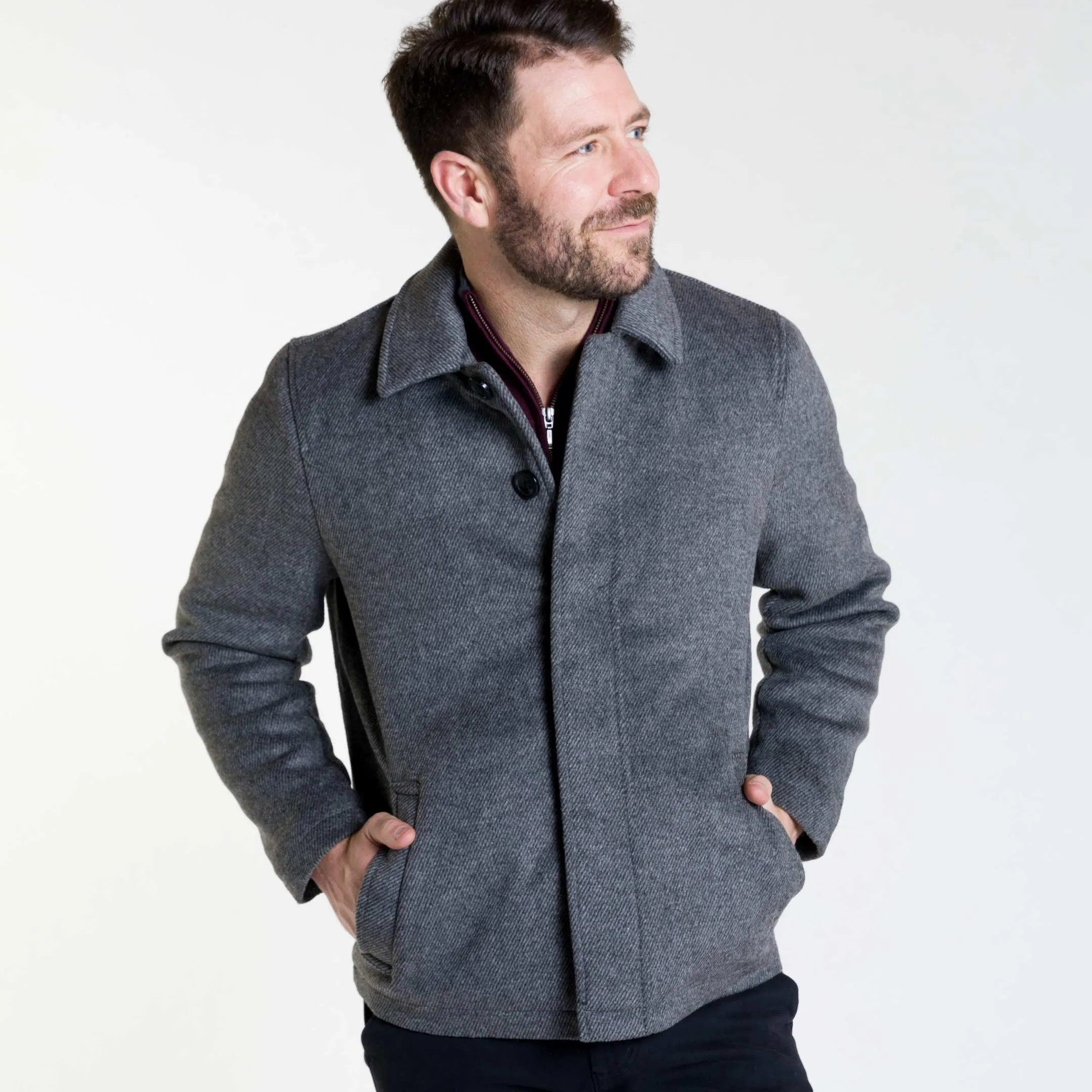 Grey Herringbone Peacoat sold by Ash & Erie product image thumbnail 5