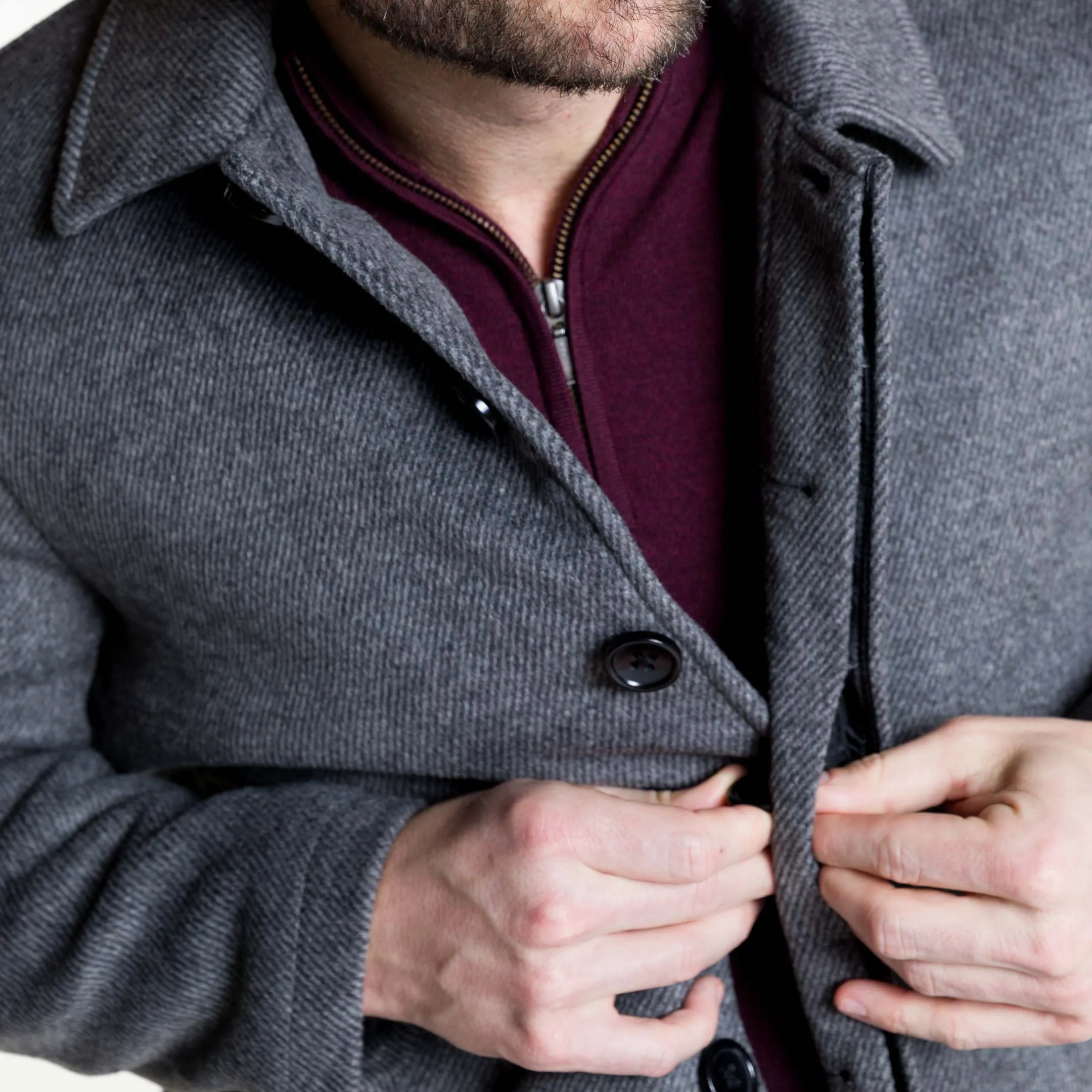 Grey Herringbone Peacoat sold by Ash & Erie product image thumbnail 3