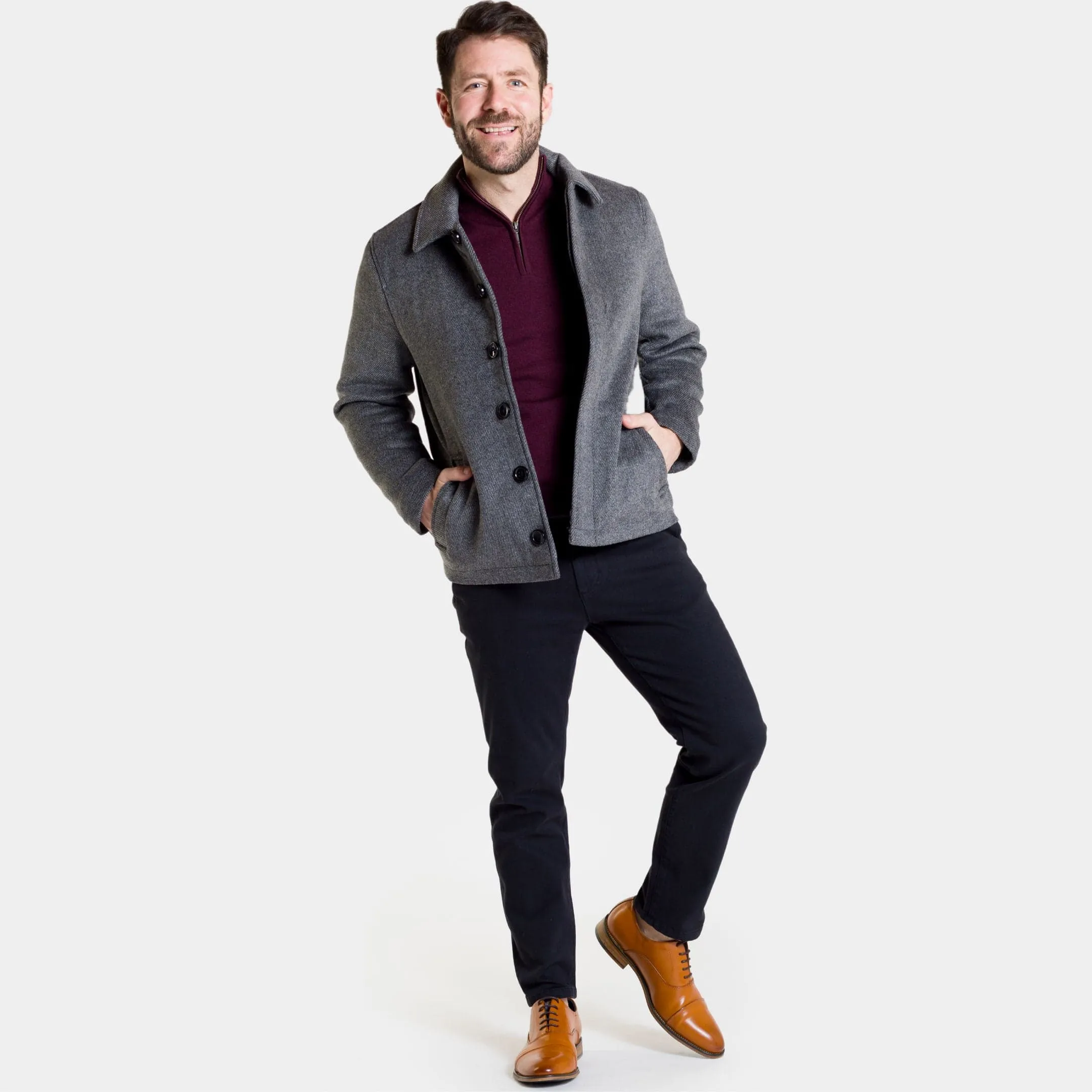 Grey Herringbone Peacoat sold by Ash & Erie product image thumbnail 2
