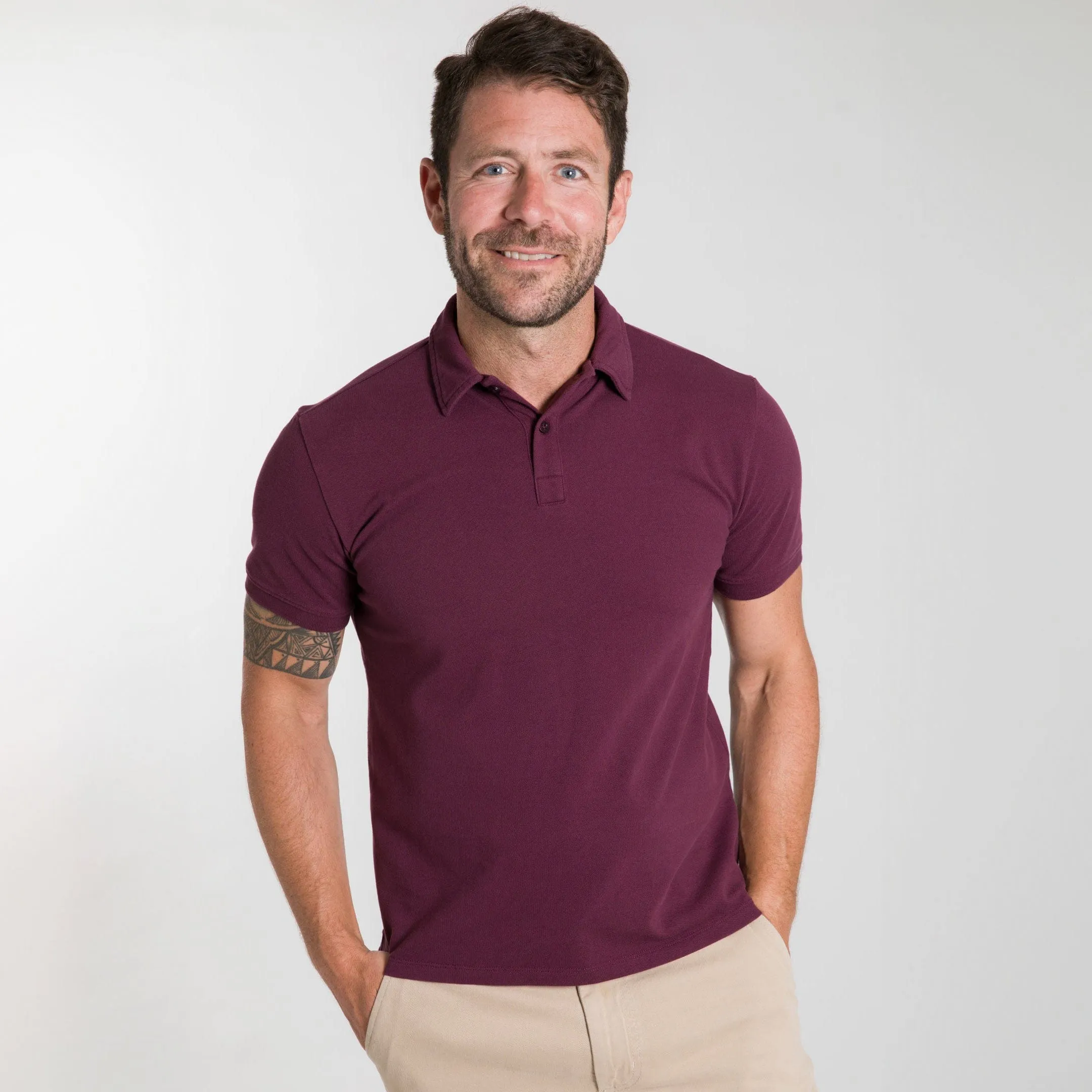 Burgundy Pique Daily Polo sold by Ash & Erie