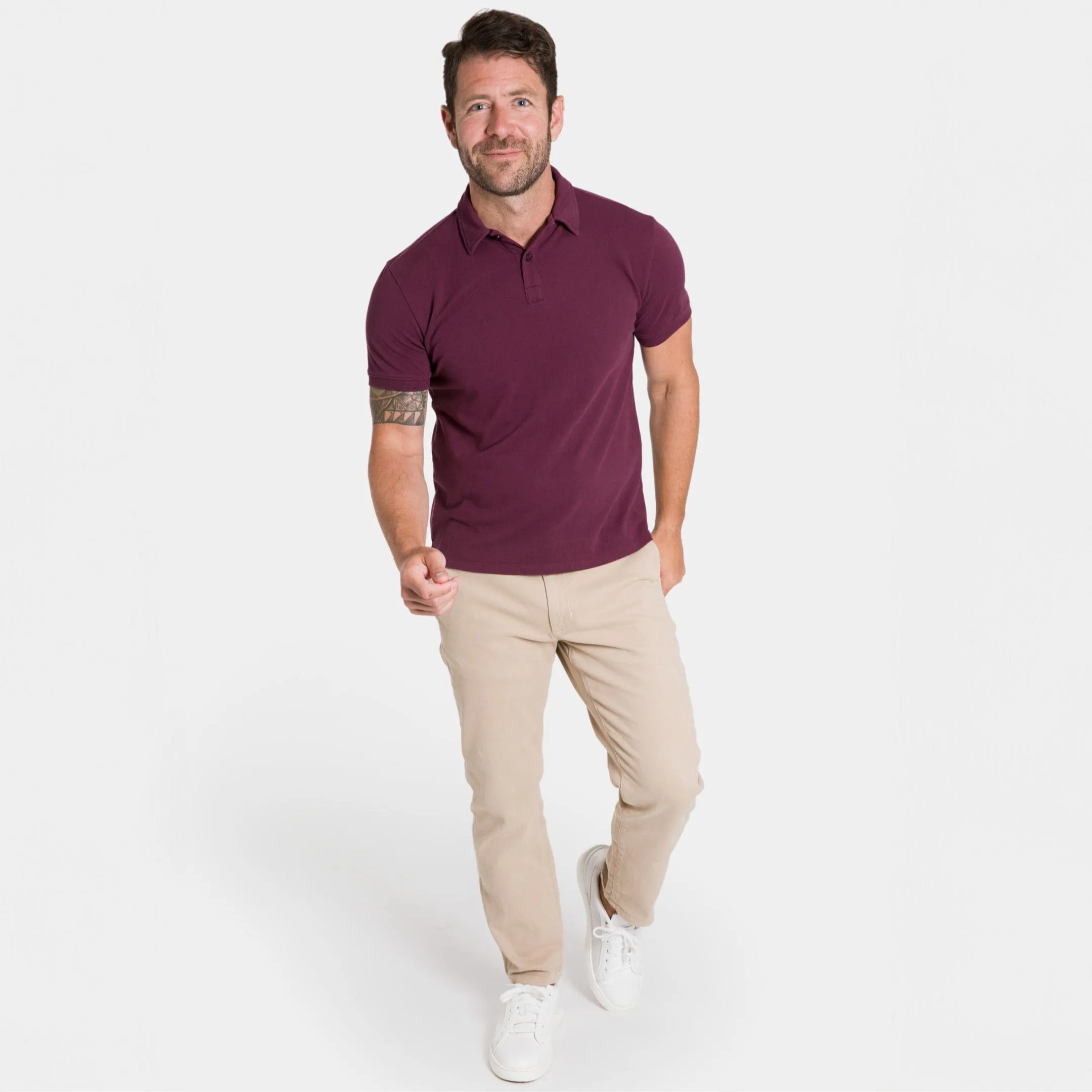 Burgundy Pique Daily Polo sold by Ash & Erie product image thumbnail 2