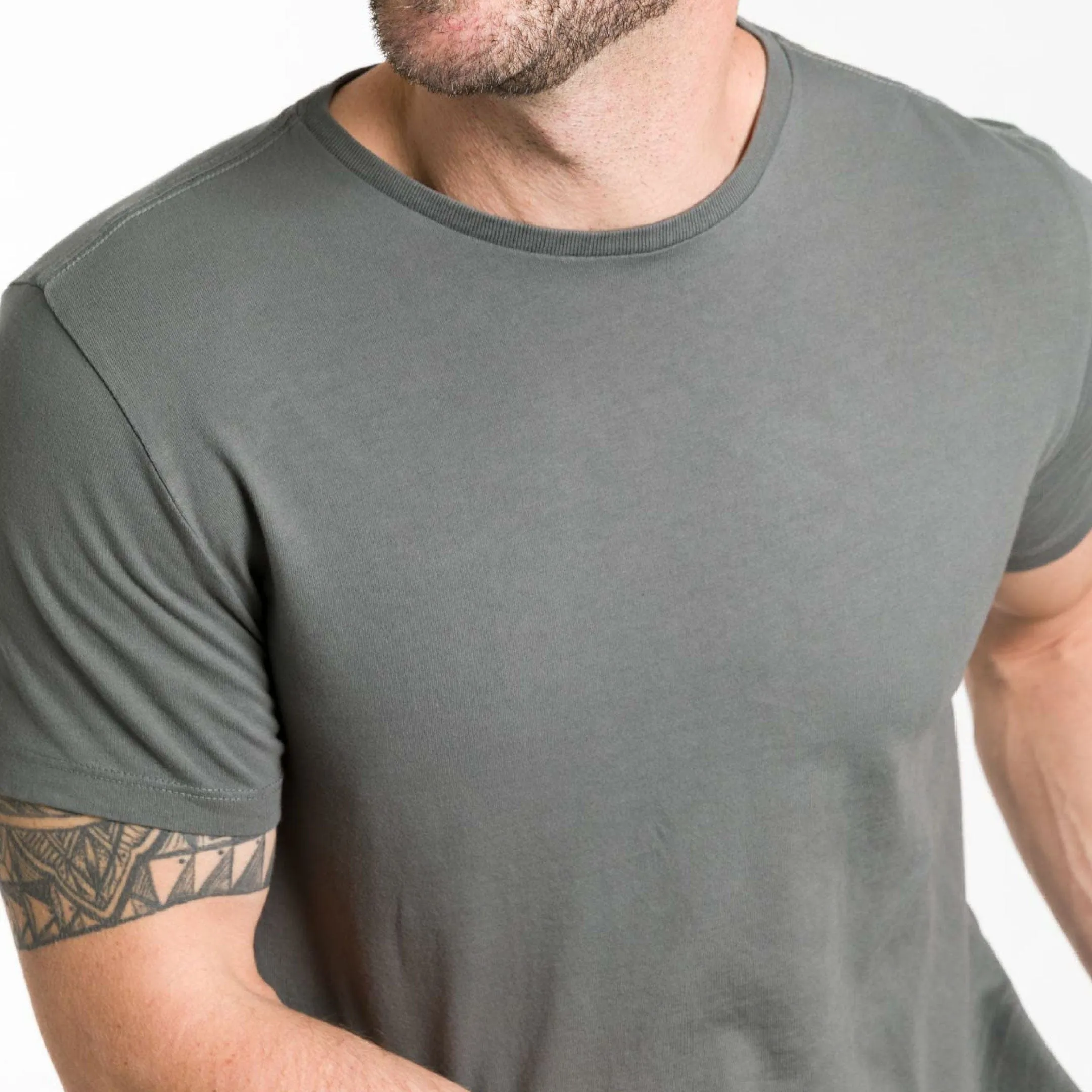 Fieldstone Grey Pima Cotton Crew Neck Tee sold by Ash & Erie product image thumbnail 4