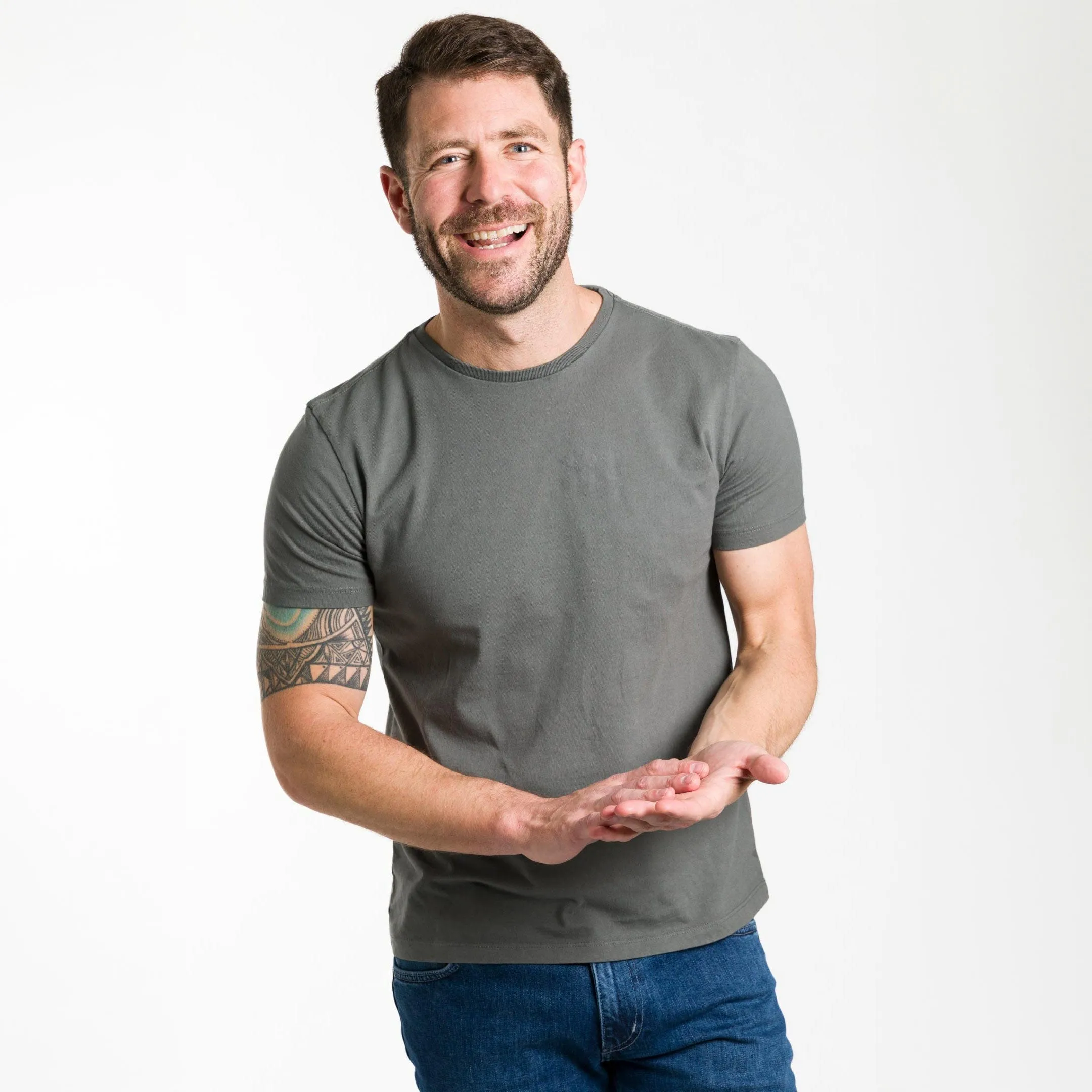 Fieldstone Grey Pima Cotton Crew Neck Tee sold by Ash & Erie