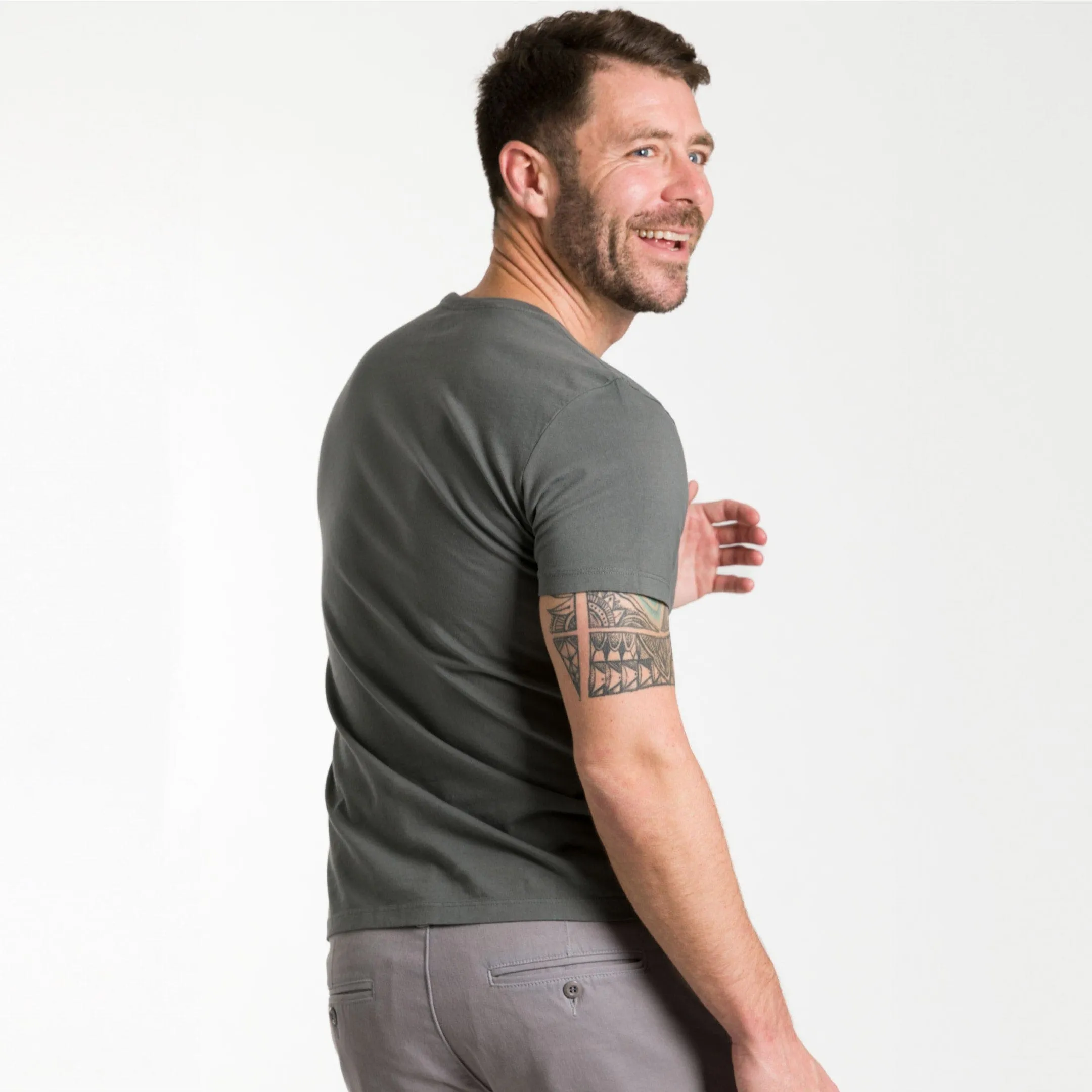 Fieldstone Grey Pima Cotton Crew Neck Tee sold by Ash & Erie product image thumbnail 3