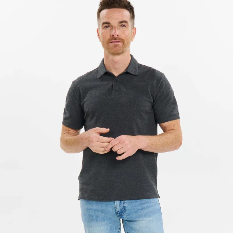 Heather Charcoal Pique Daily Polo sold by Ash & Erie