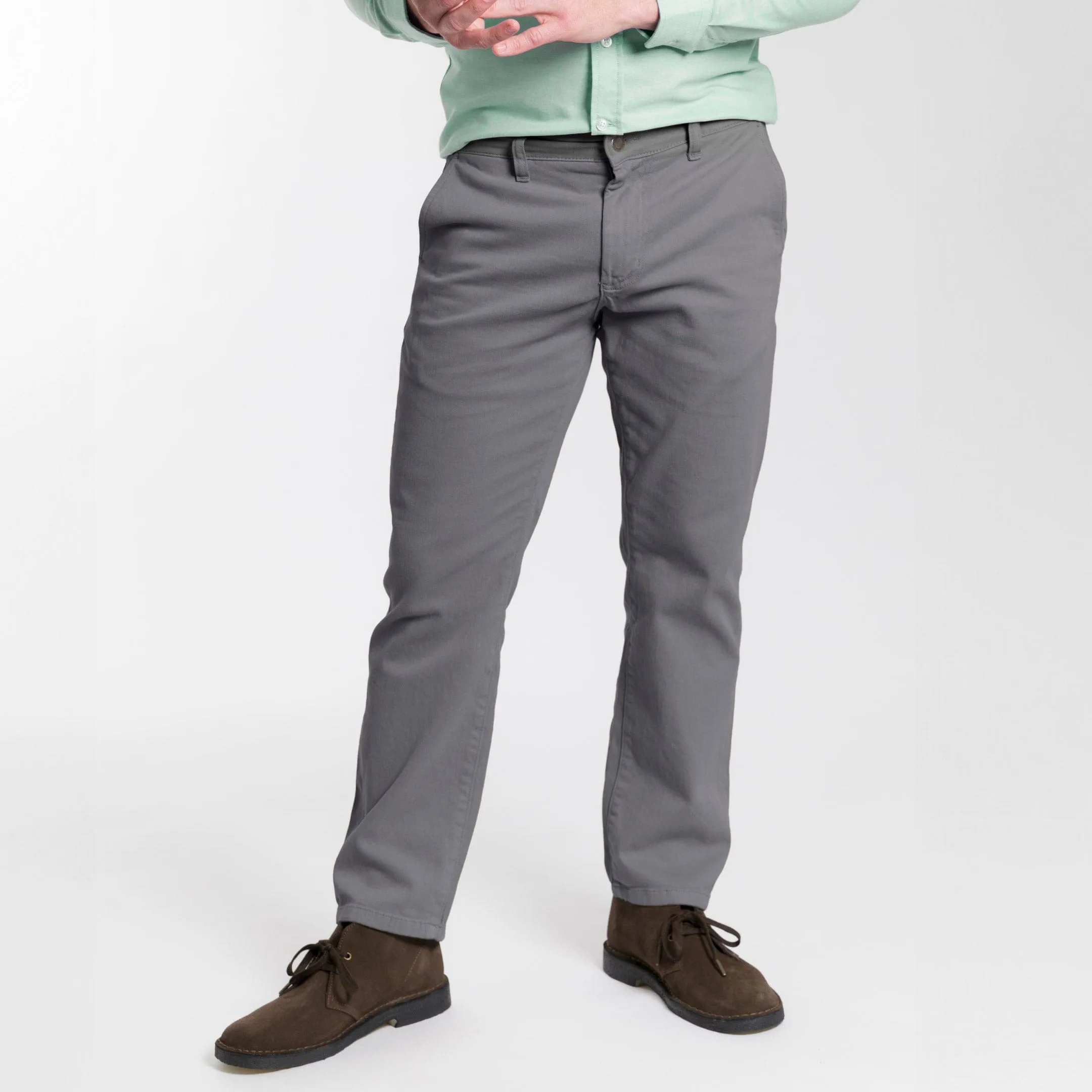 Straight Fit Charcoal Washed Stretch Chino sold by Ash & Erie