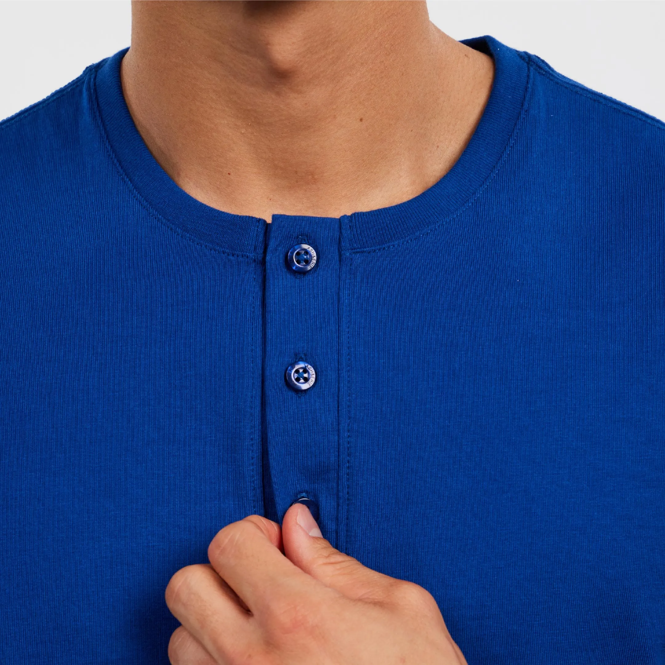 Blue Short Sleeve Pima Cotton Henley sold by Ash & Erie product image thumbnail 4