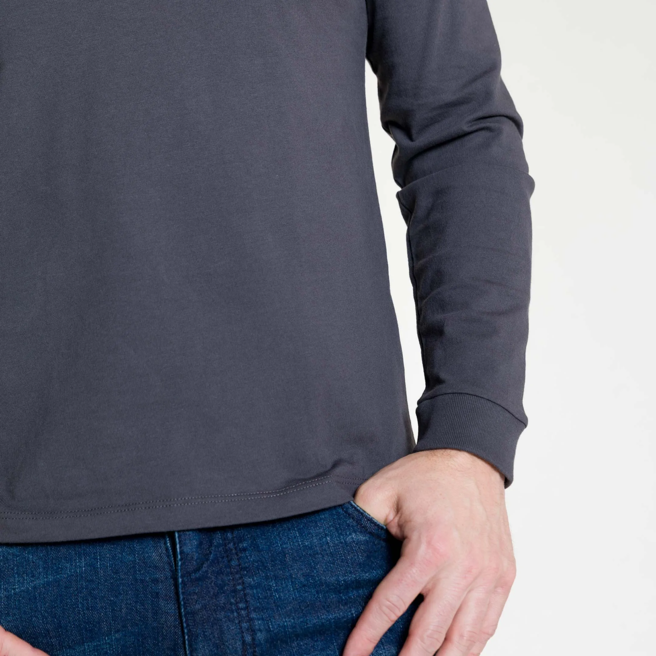 Charcoal Long Sleeve Pima Cotton Crew Neck Tee sold by Ash & Erie product image thumbnail 5