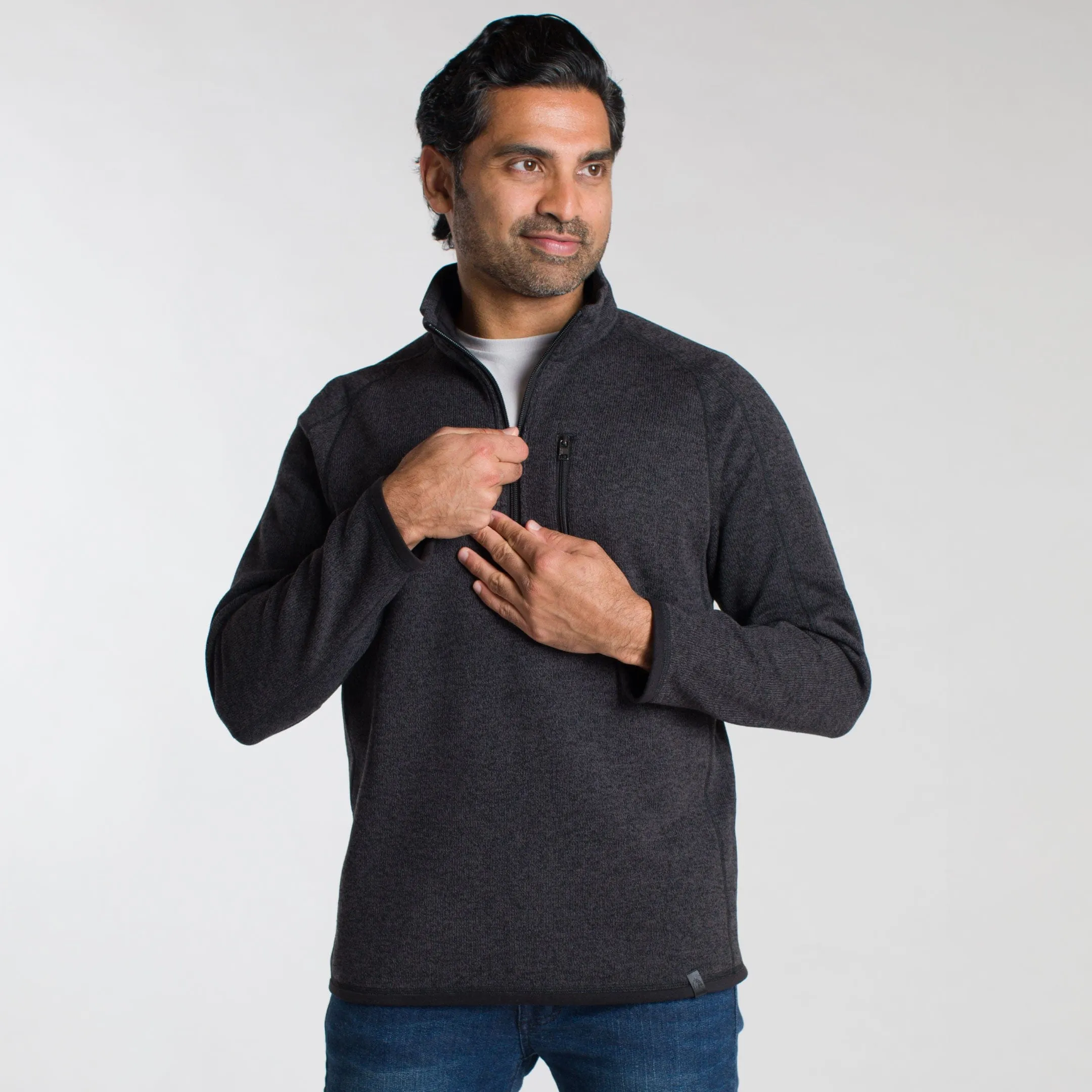 Heather Black Quarter-Zip Fleece sold by Ash & Erie