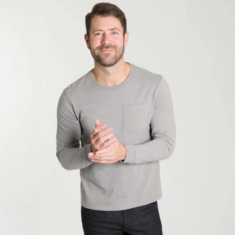Light Grey Long Sleeve Pima Cotton Crew Neck Tee sold by Ash & Erie
