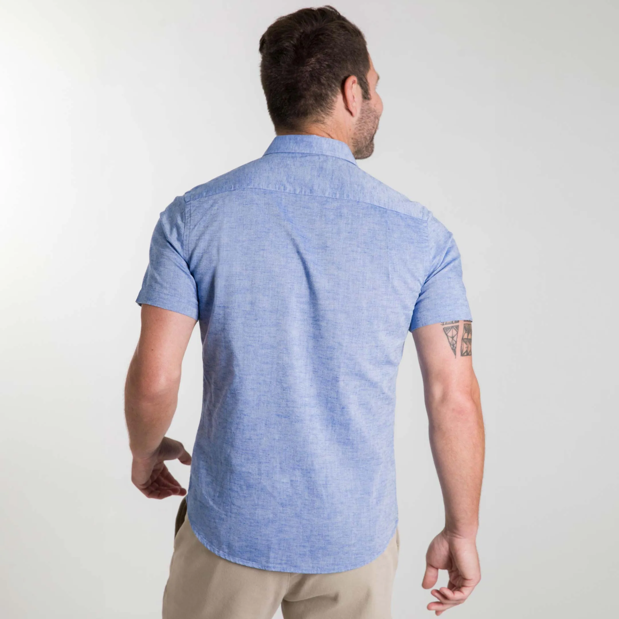 Blue Linen Short Sleeve Shirt sold by Ash & Erie product image thumbnail 3