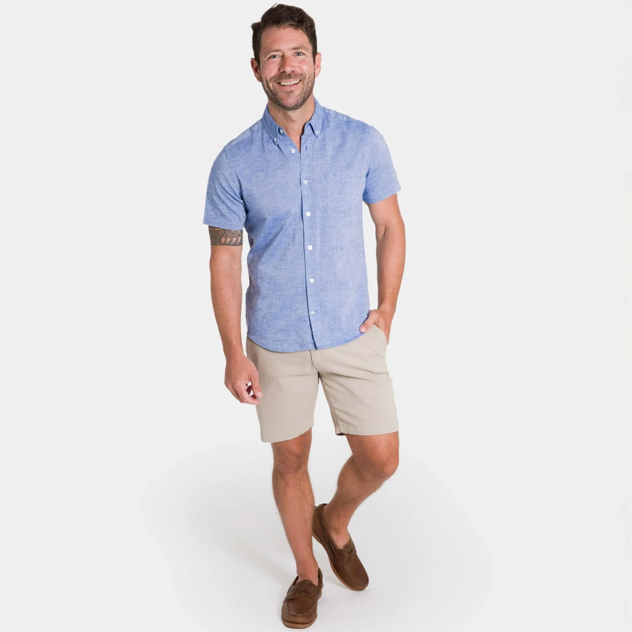 Blue Linen Short Sleeve Shirt sold by Ash & Erie product image thumbnail 2