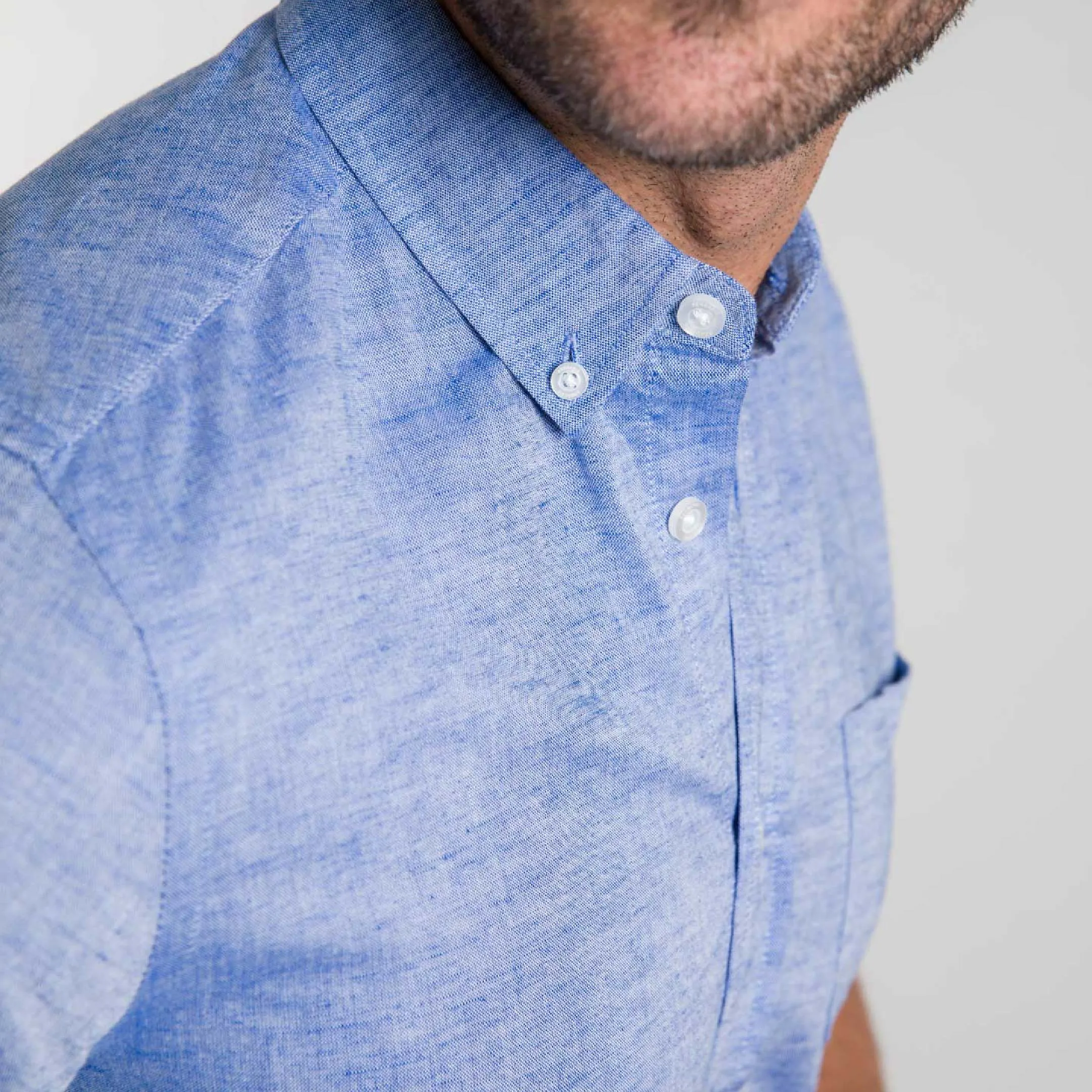Blue Linen Short Sleeve Shirt sold by Ash & Erie product image thumbnail 4