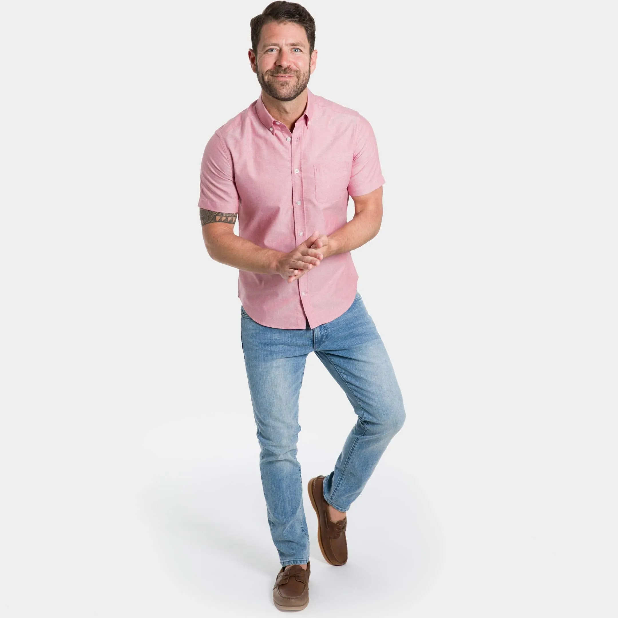 Faded Brick Oxford Wrinkle Free Short Sleeve Shirt sold by Ash & Erie product image thumbnail 2