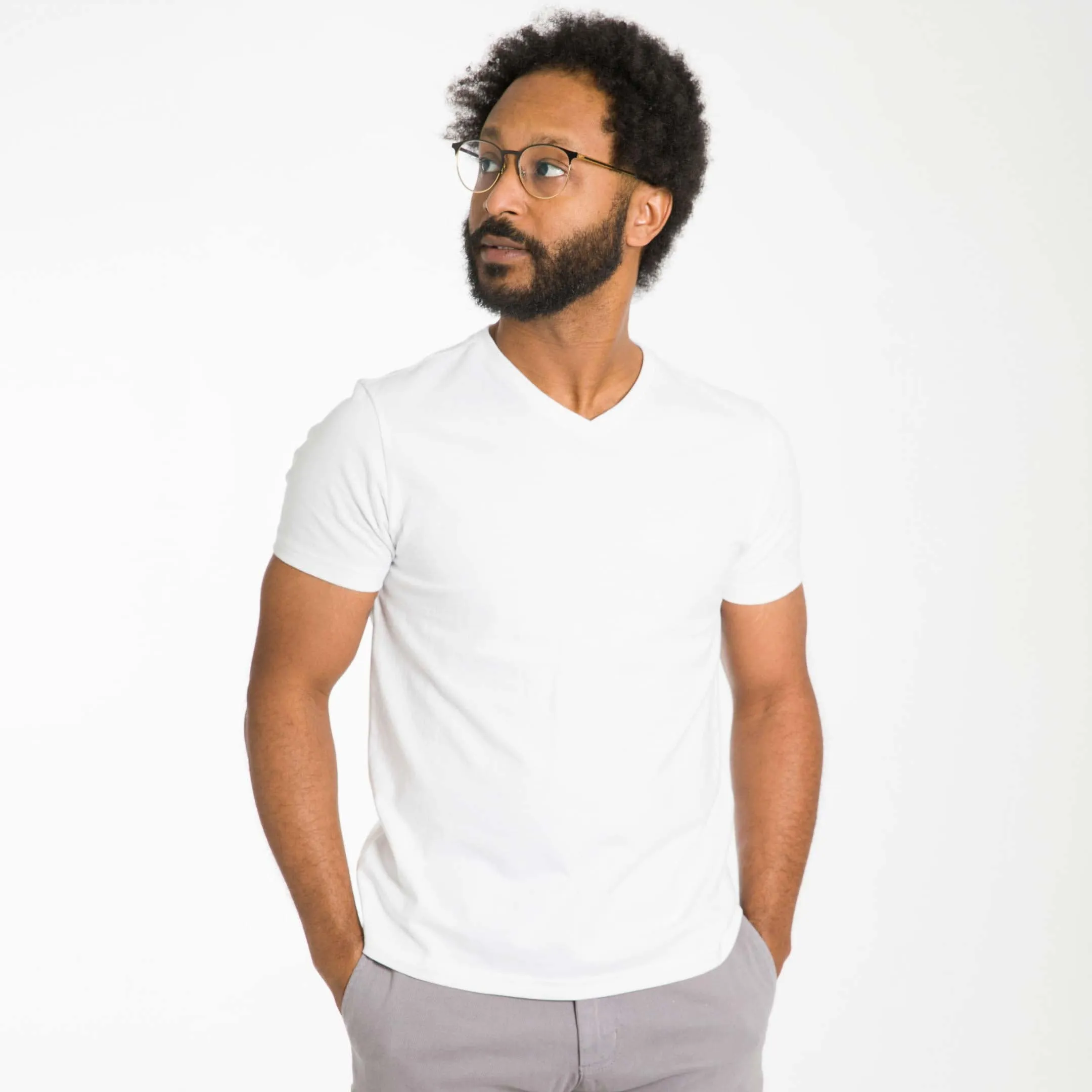 White Pima Cotton V Neck Tee sold by Ash & Erie