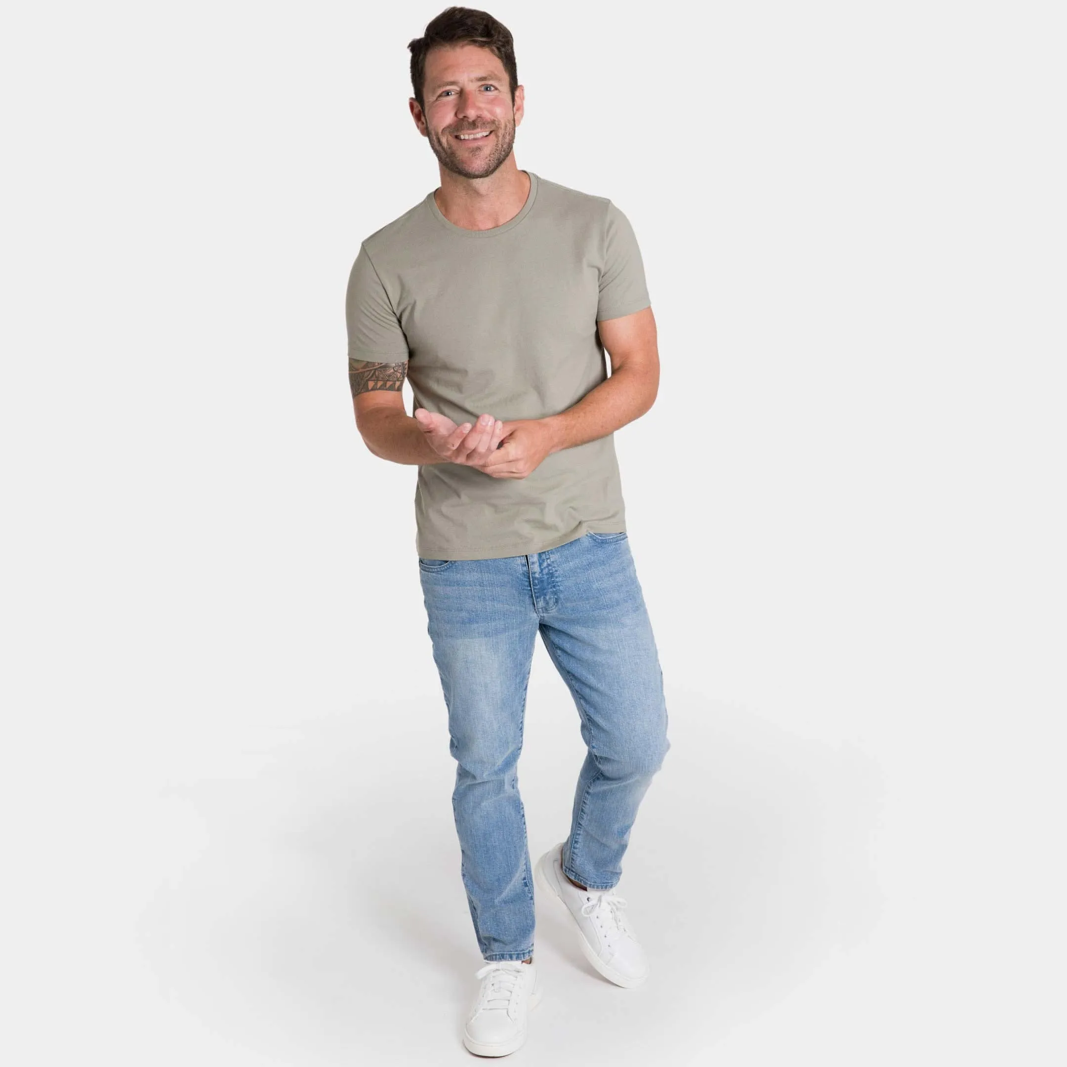 Sage Green Pima Cotton Crew Neck Tee sold by Ash & Erie product image thumbnail 2
